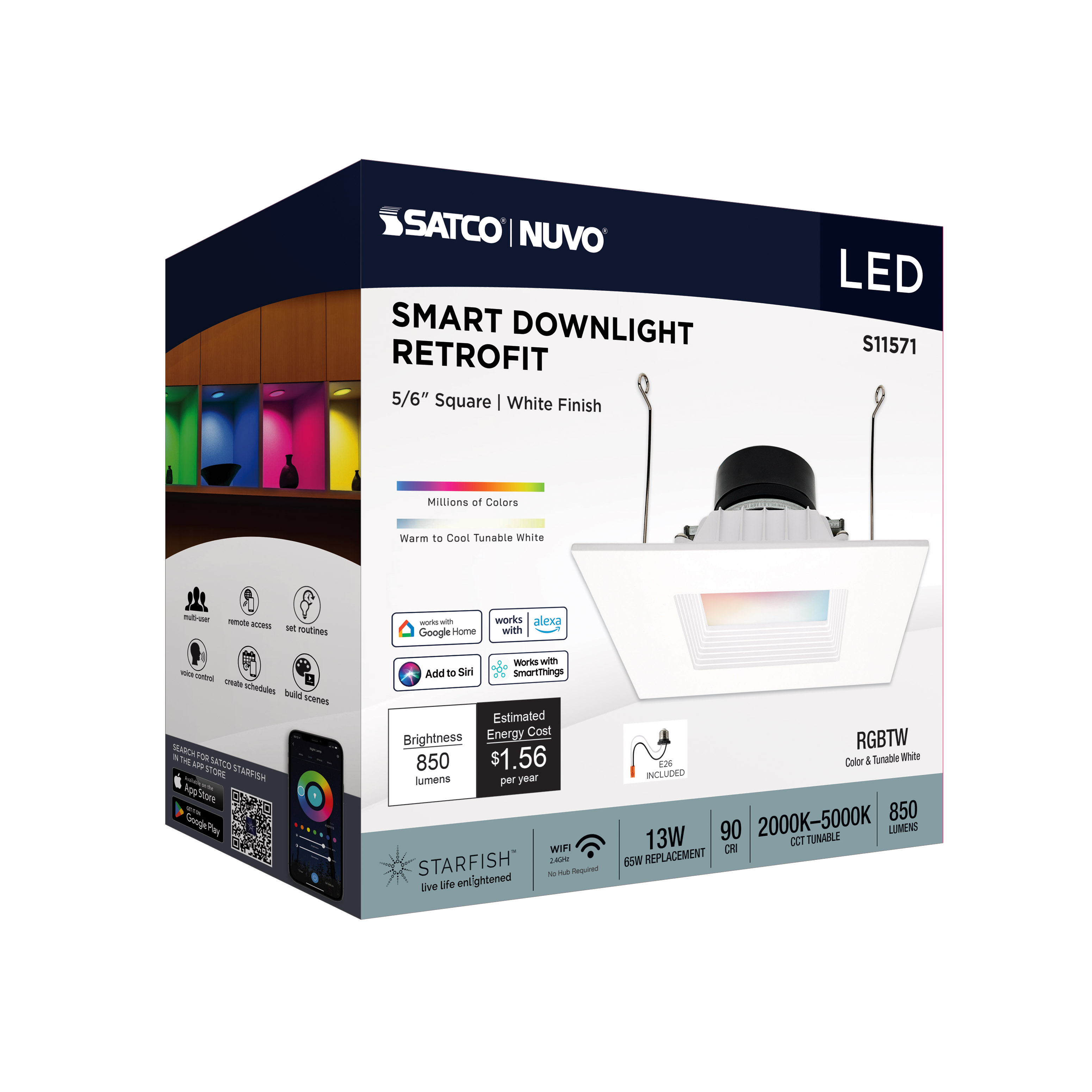 13WLED/RDL/5-6/RGBTW/SQ/WH - S11571