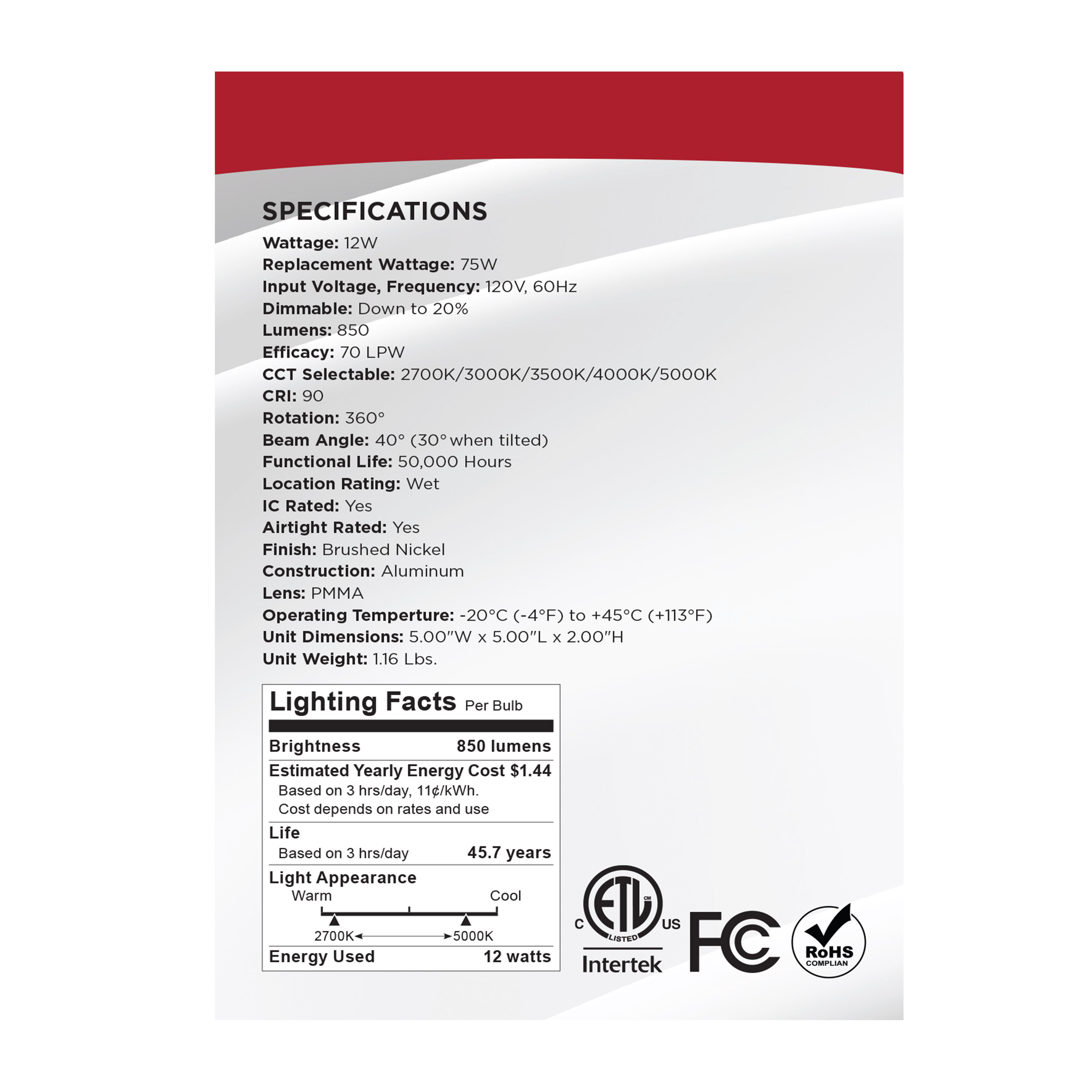 12W/DW/GBL/4/CCT/SQ/RD/BN - S11623R1