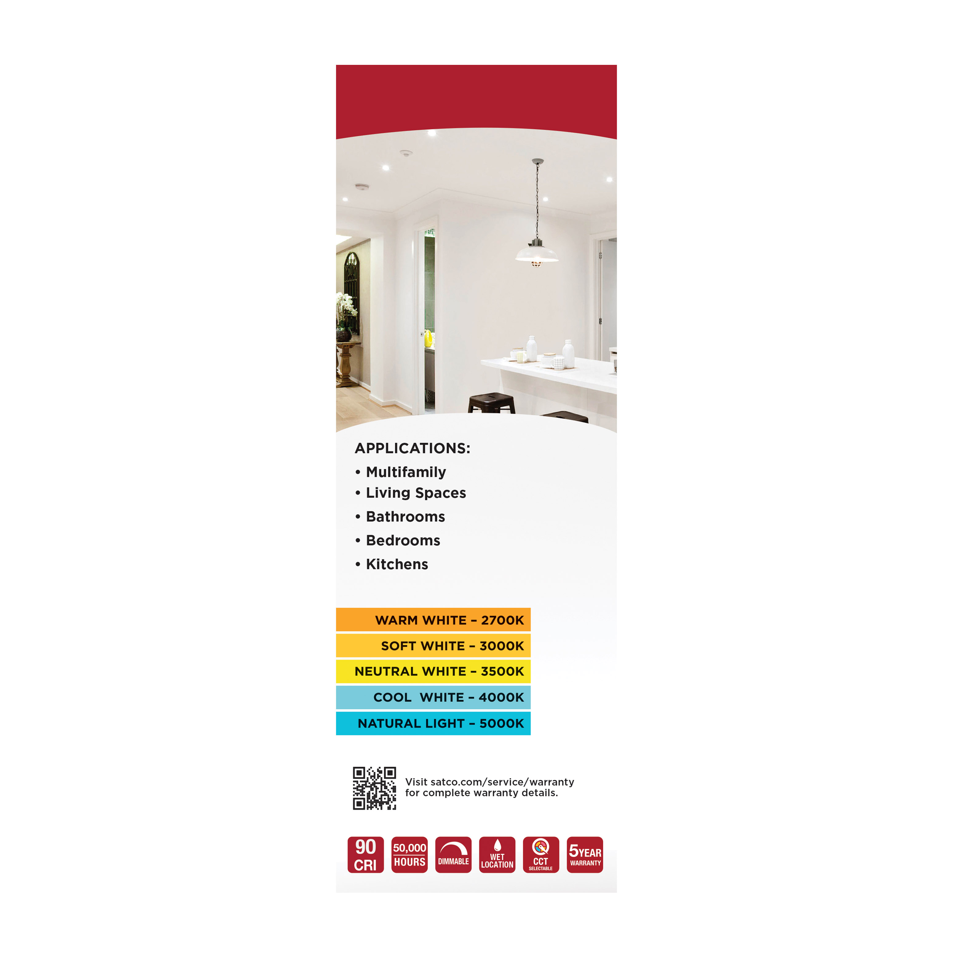 12.5WLED/DLR/5-6/CCT-SEL/RD/WH - S11646