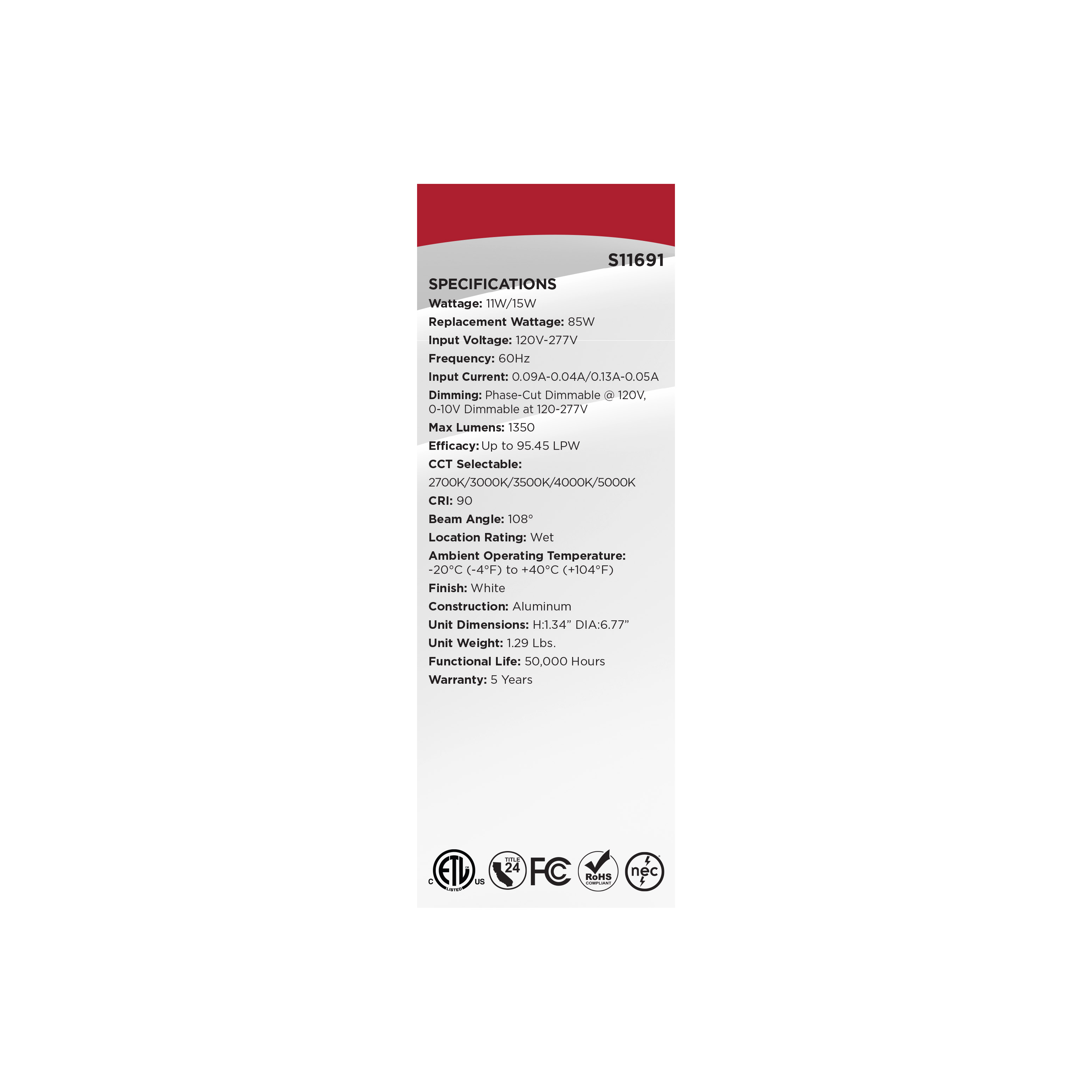 15WLED/DW/6/FS/RND/FL/DD - S11691