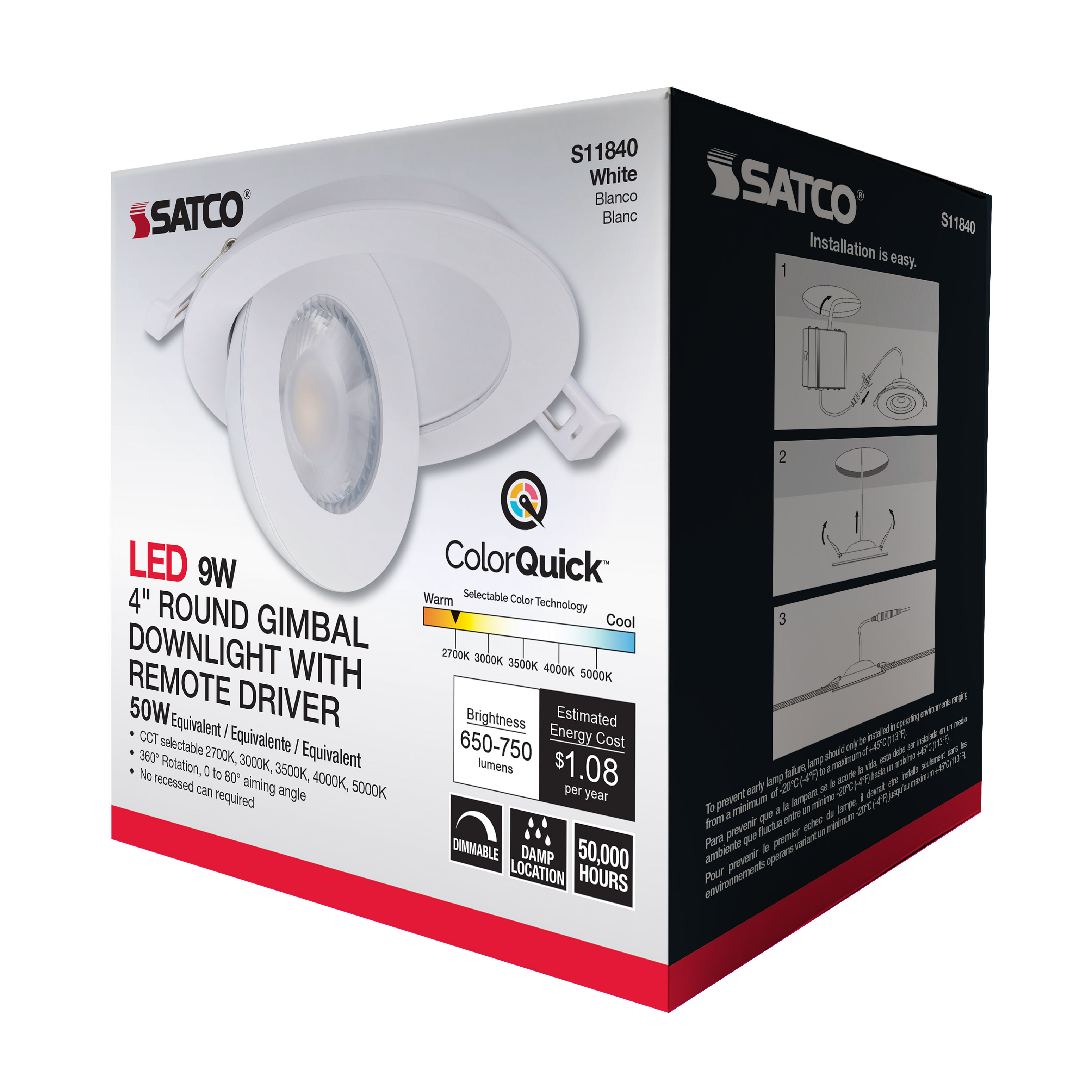 9WLED/GBL/4/CCT/RND/WH - S11840