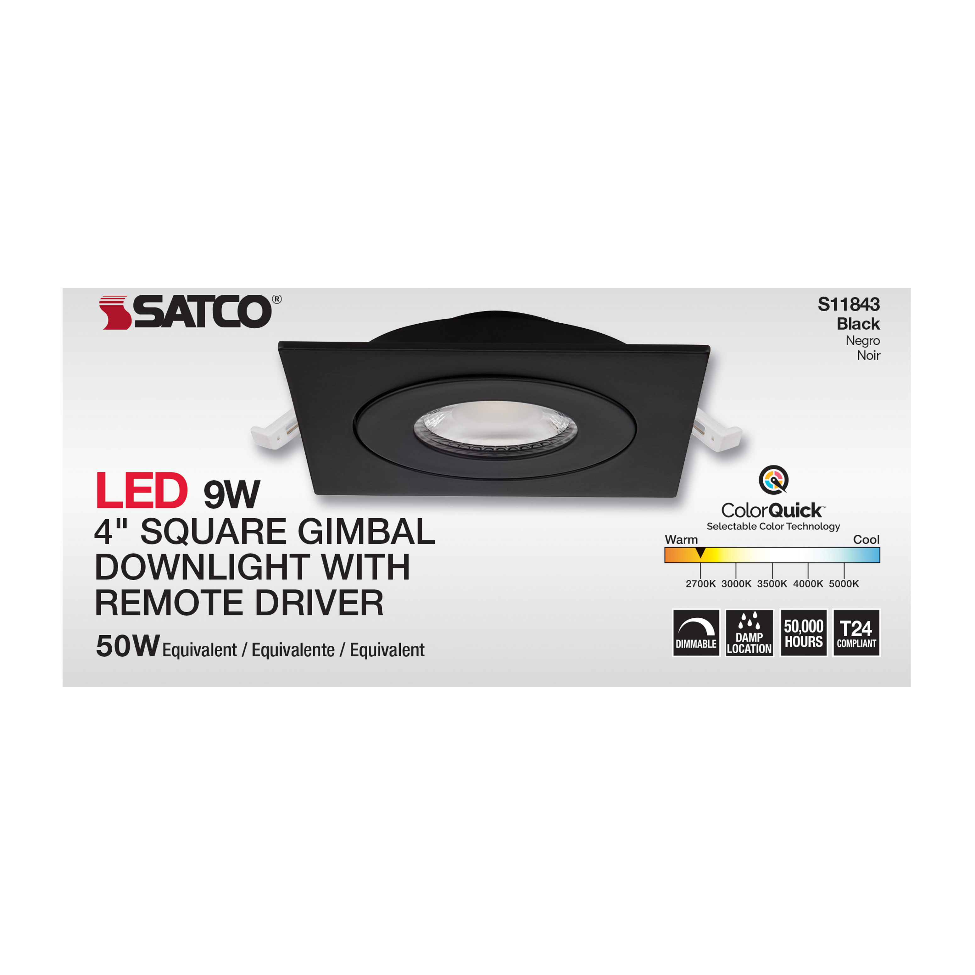 9WLED/GBL/4/CCT/SQ/BLK - S11843