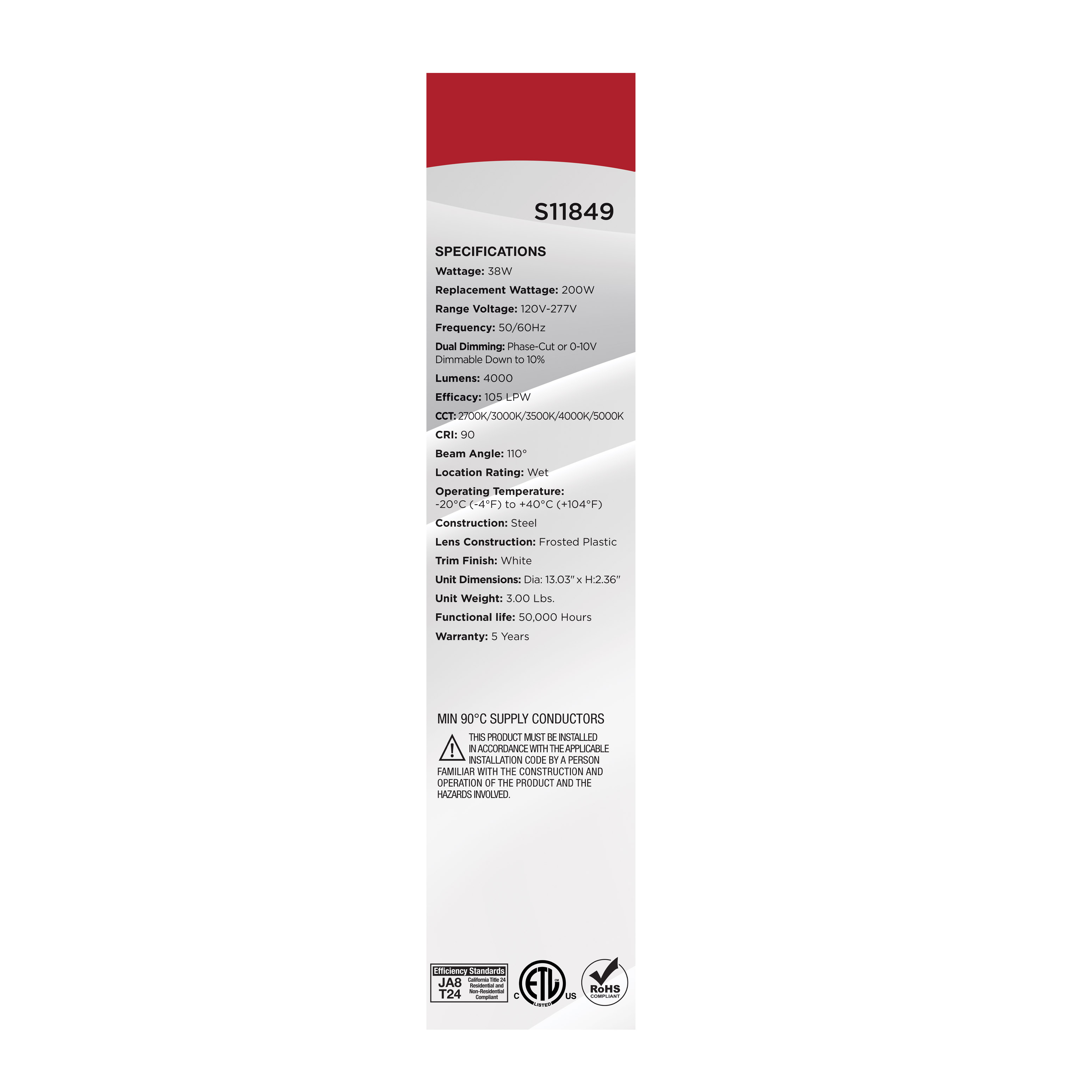 38WLED/DW/12/CCT/RND/FL/DD - S11849