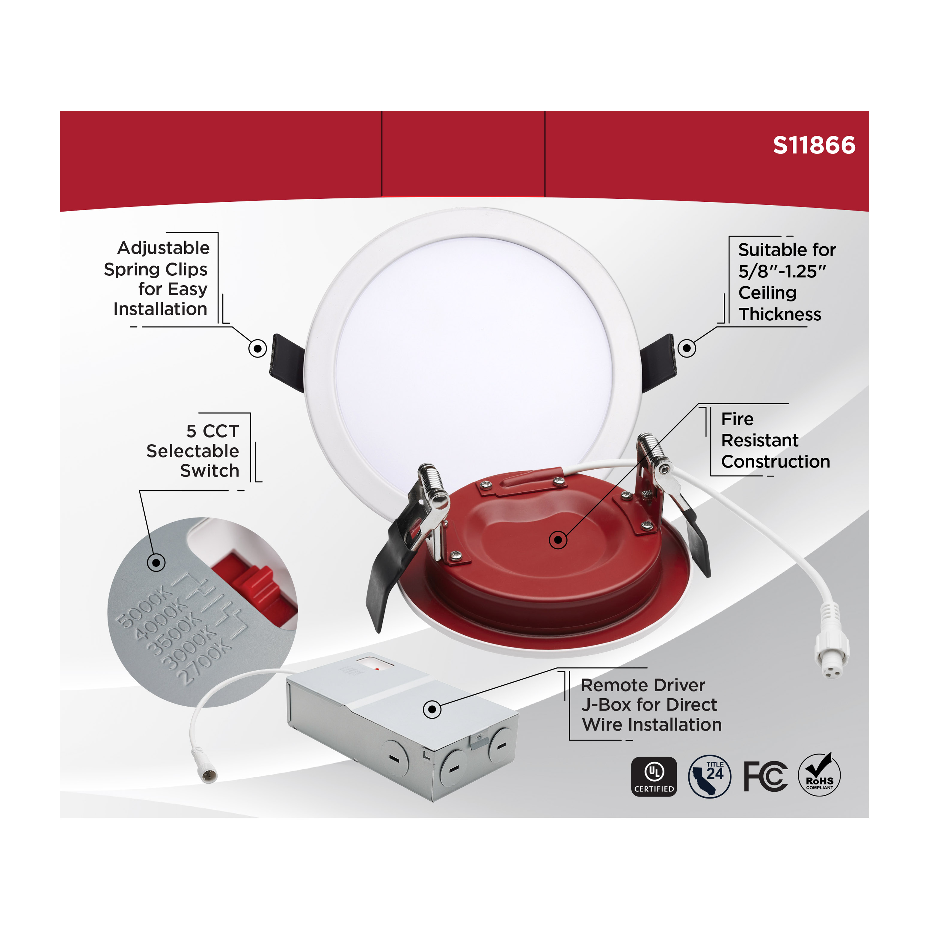 13WLED/6/FR/CCT/SLF/RD/FL/RND - S11866