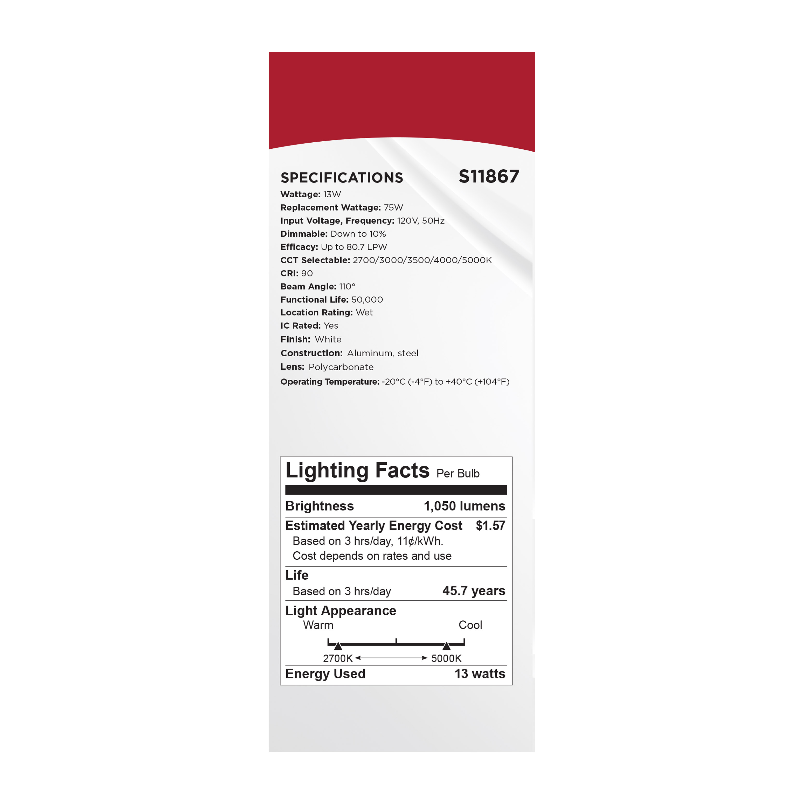 13WLED/6/FR/CCT/SLF/RD/STB/RND - S11867