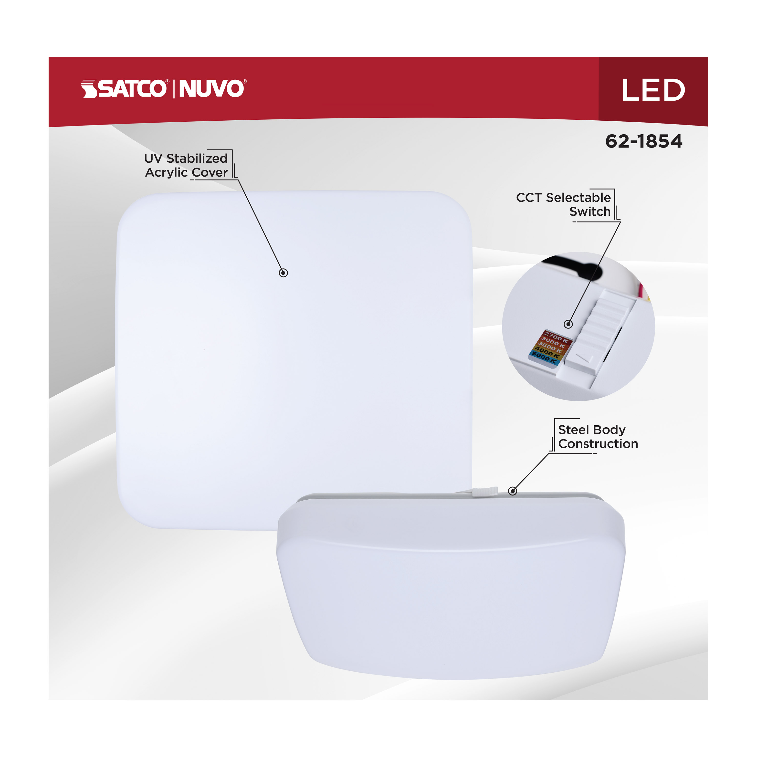 11" SQUARE LED CLOUD FIXTURE - 62-1854