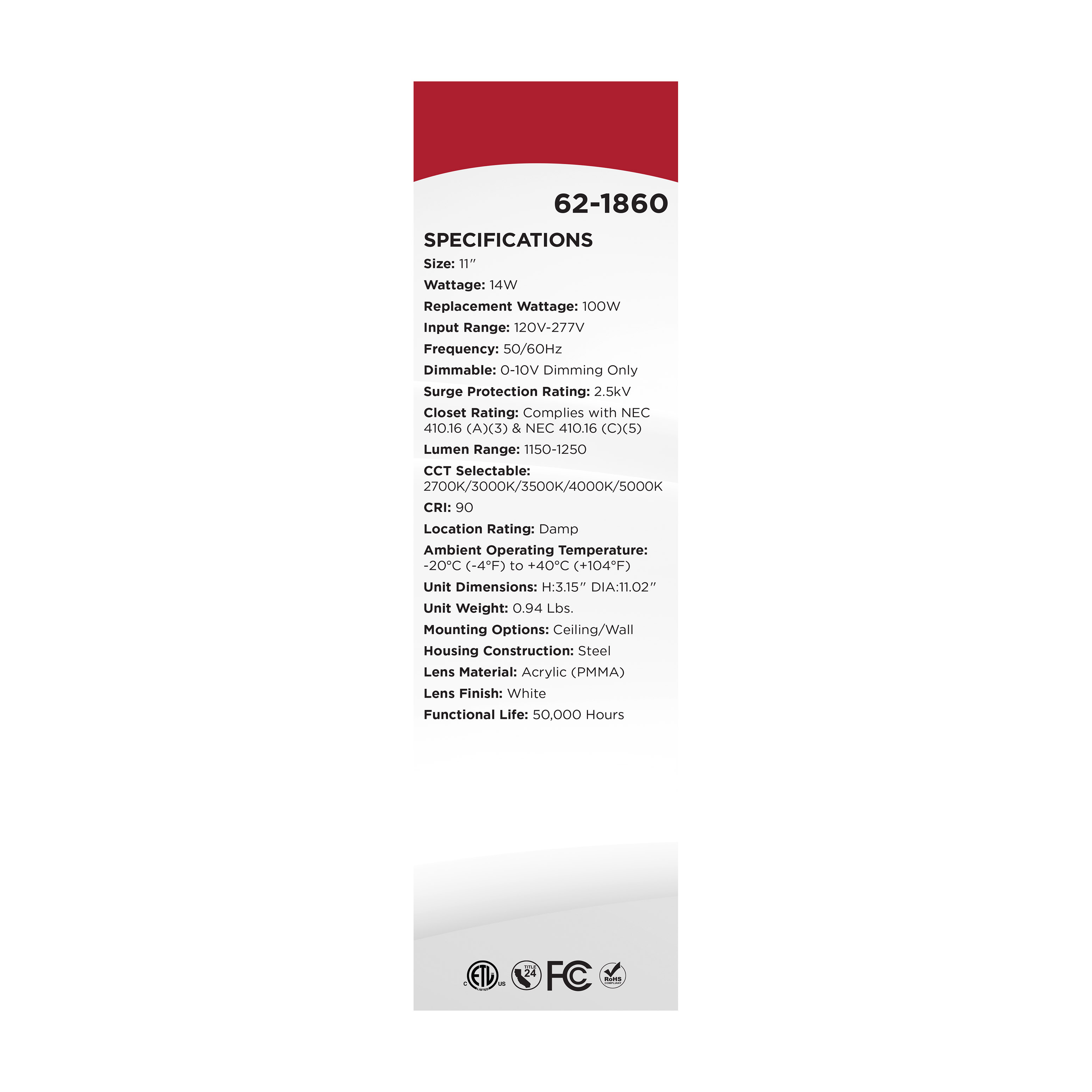 11" LED CLOUD 120/277V 0-10V - 62-1860