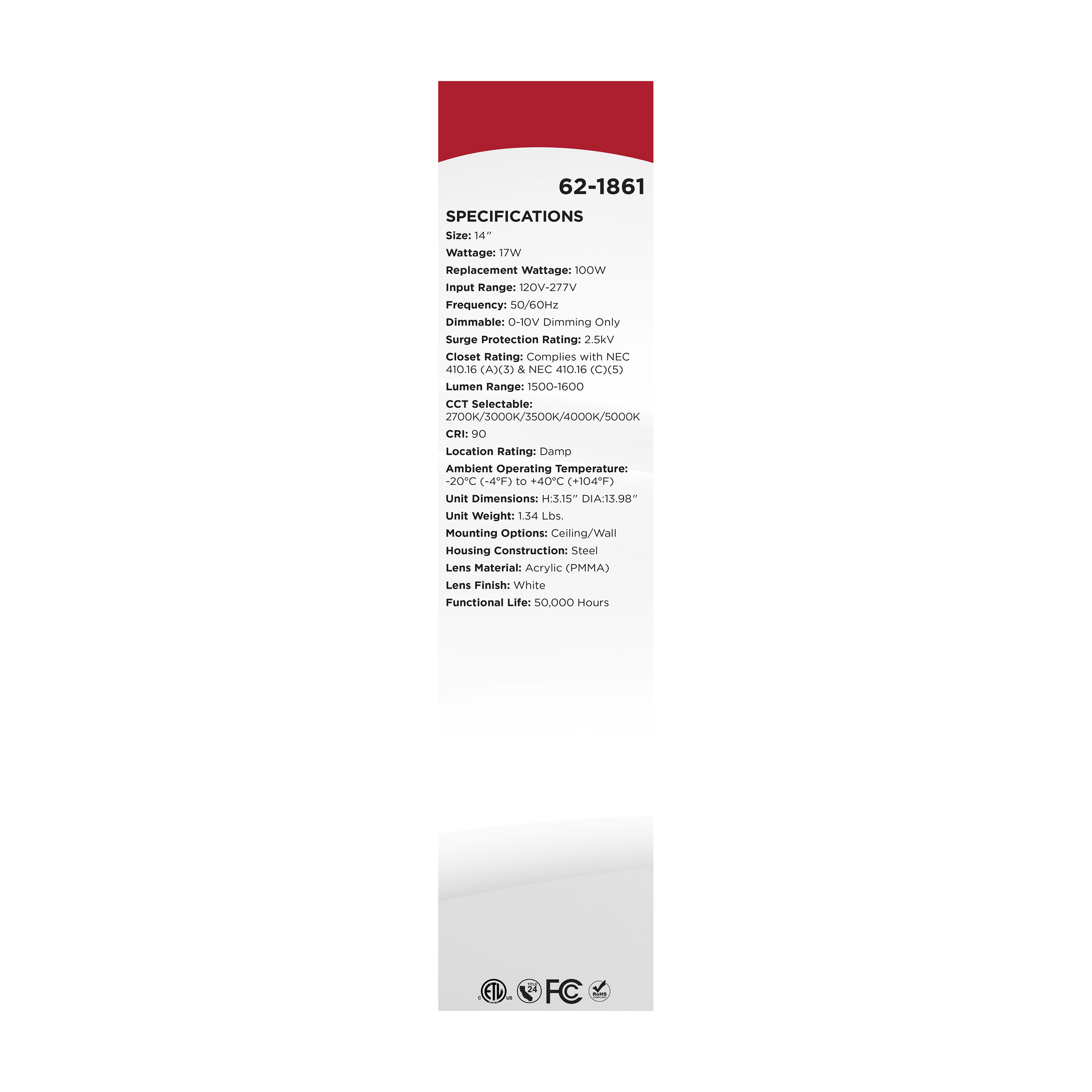 14" LED CLOUD 120/277V 0-10V - 62-1861