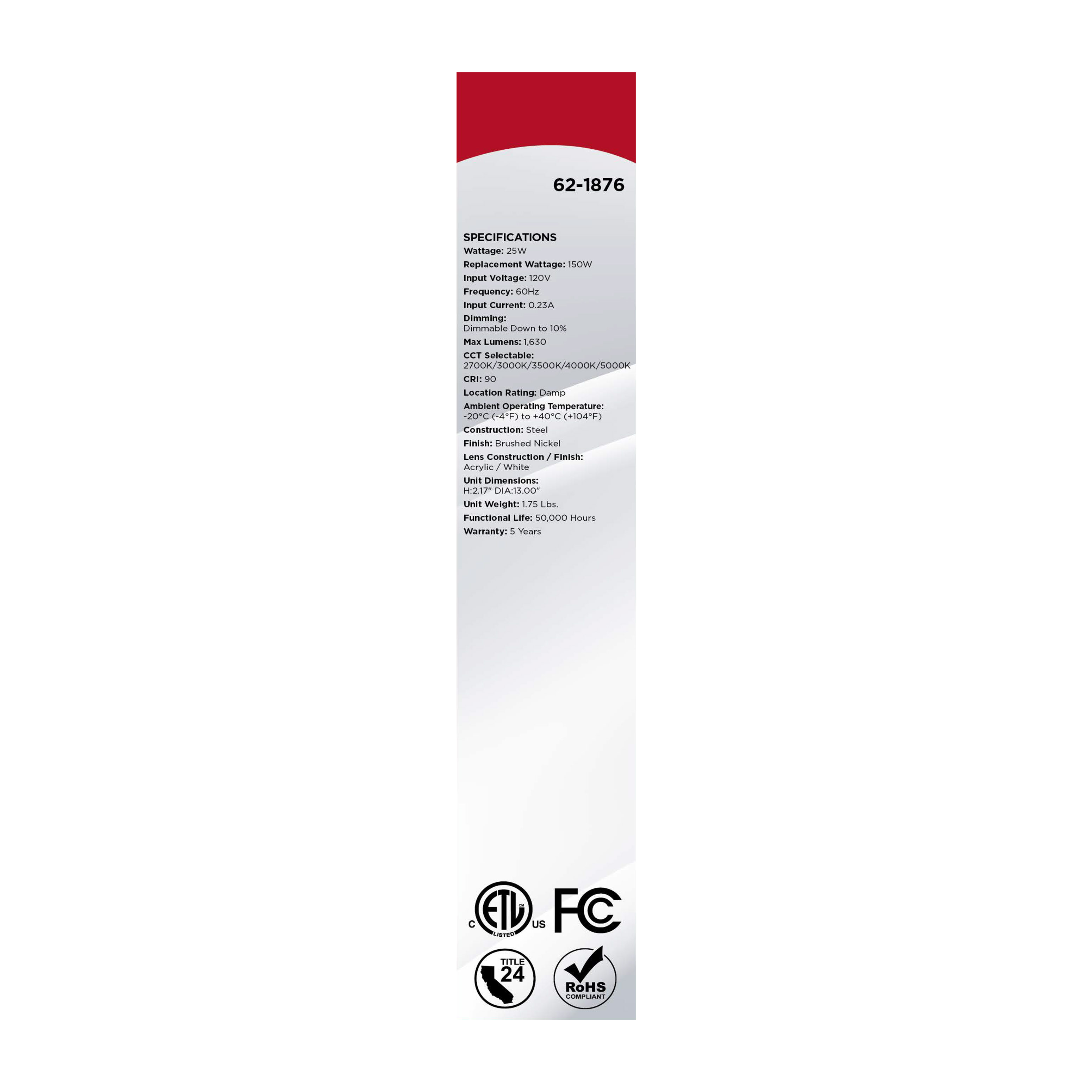 LED GLAMOUR BN 13" FLUSH - 62-1876