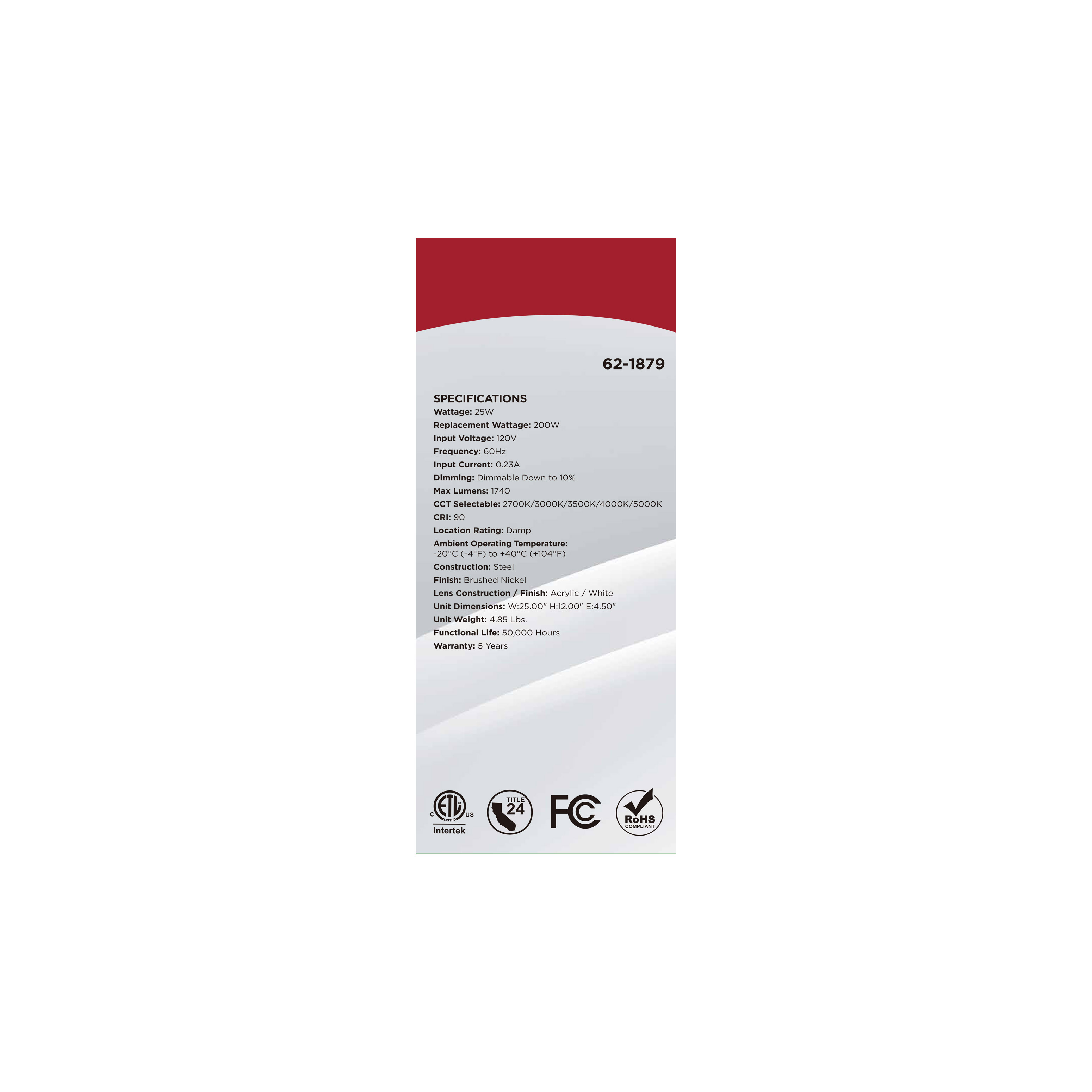 LED GLAMOUR BN 25" LINEAR - 62-1879