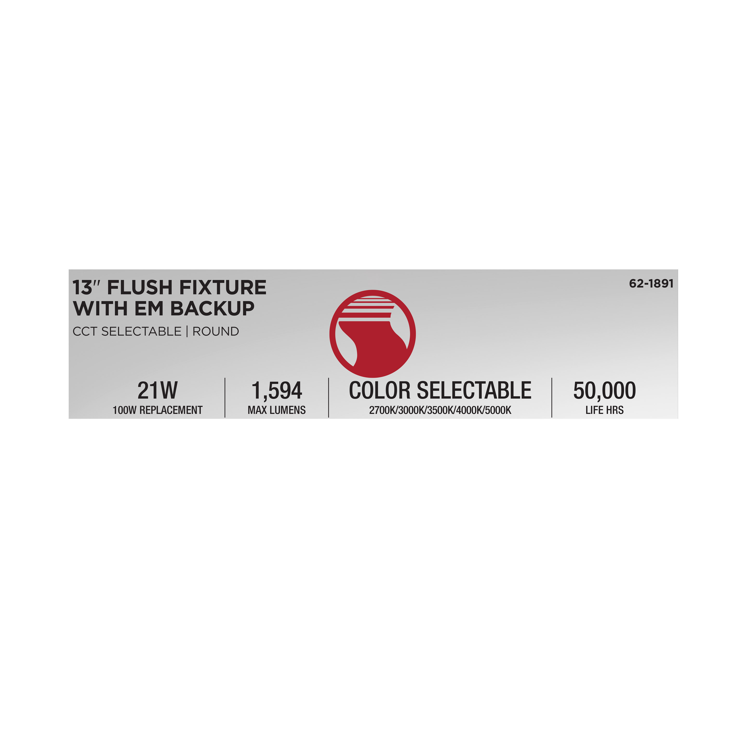 LED EM 13" GLAMOUR FLUSH - 62-1891