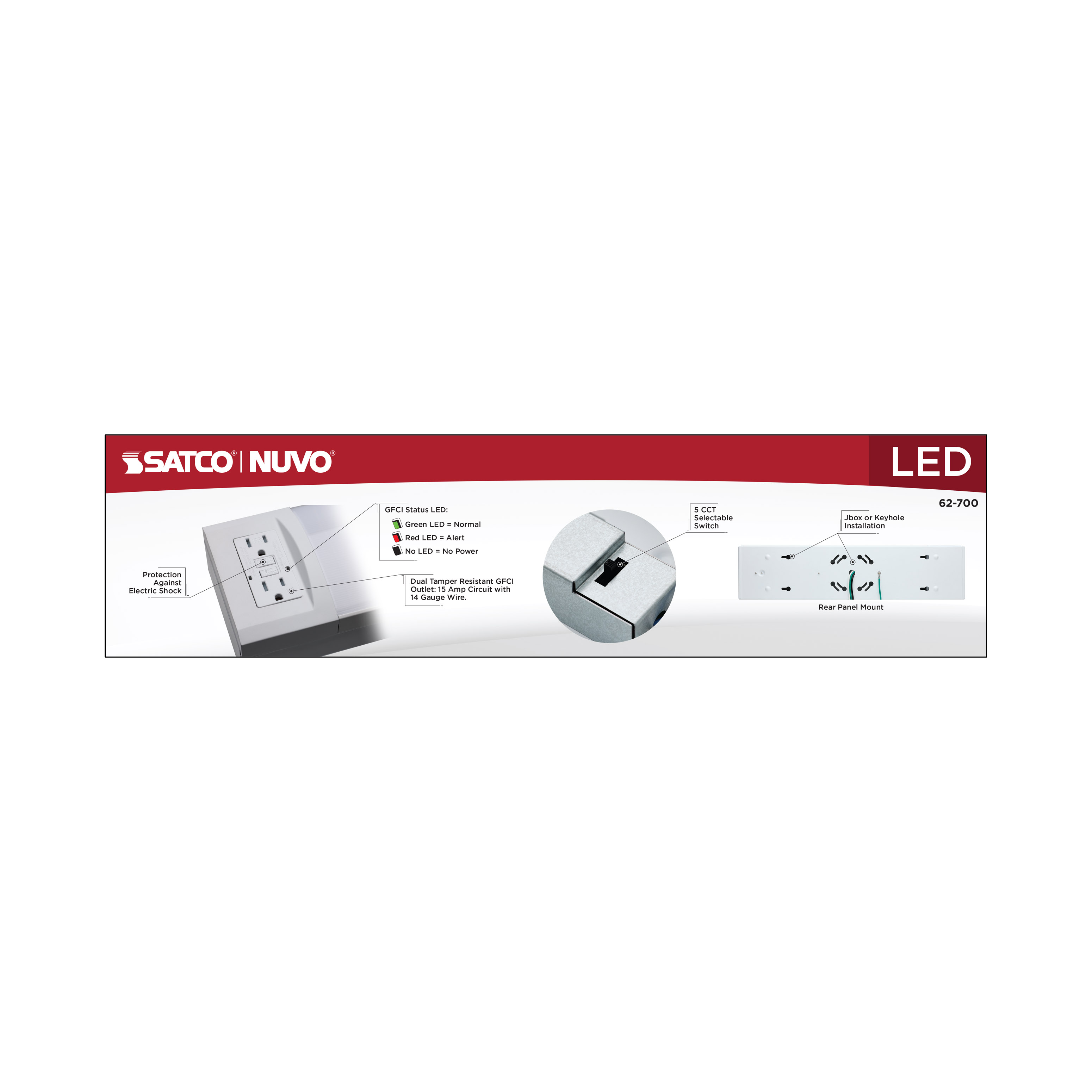 LED 18" WRAP WITH DUAL GFCIS - 62-700
