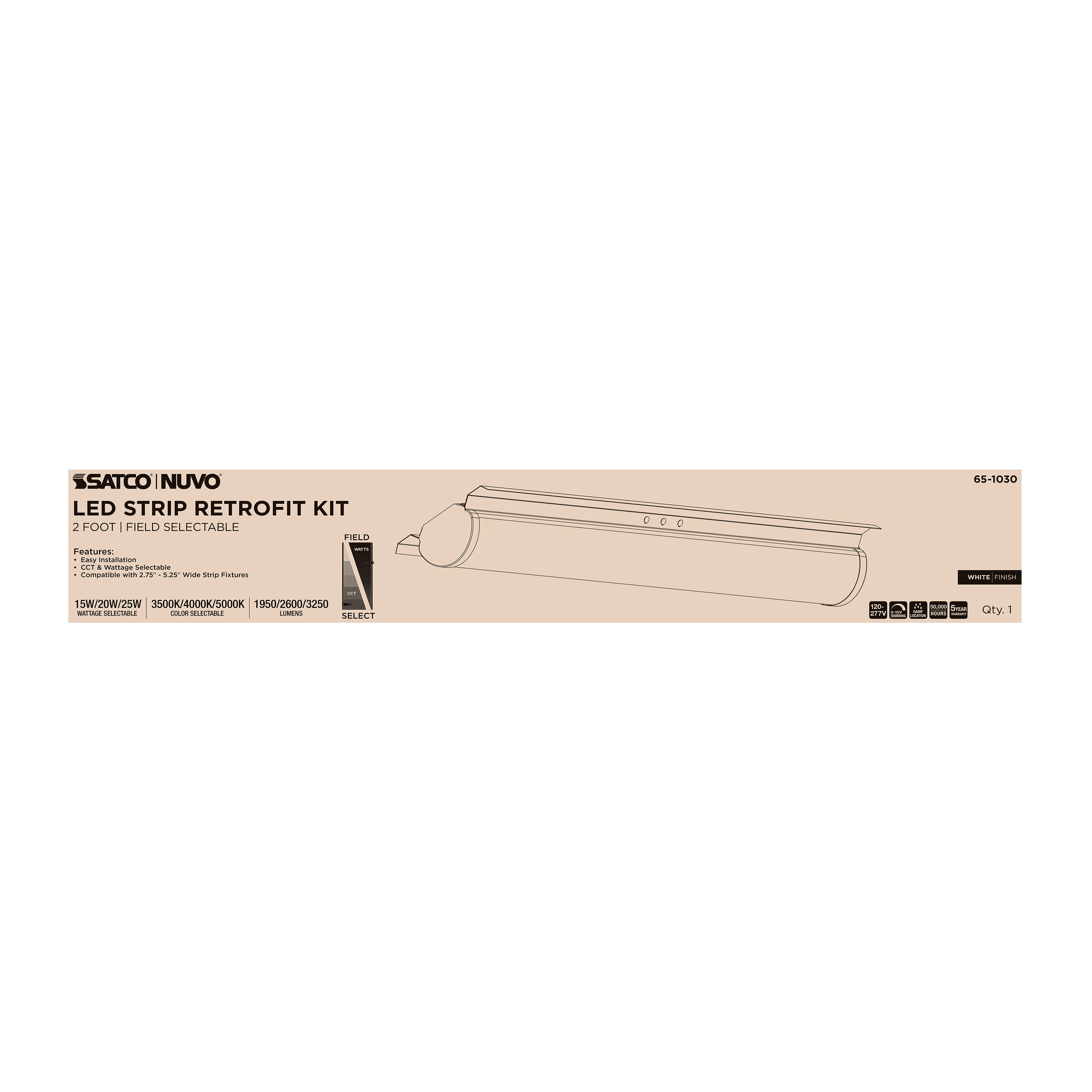 2FT 25W LED STRIP RETROFIT - 65-1030