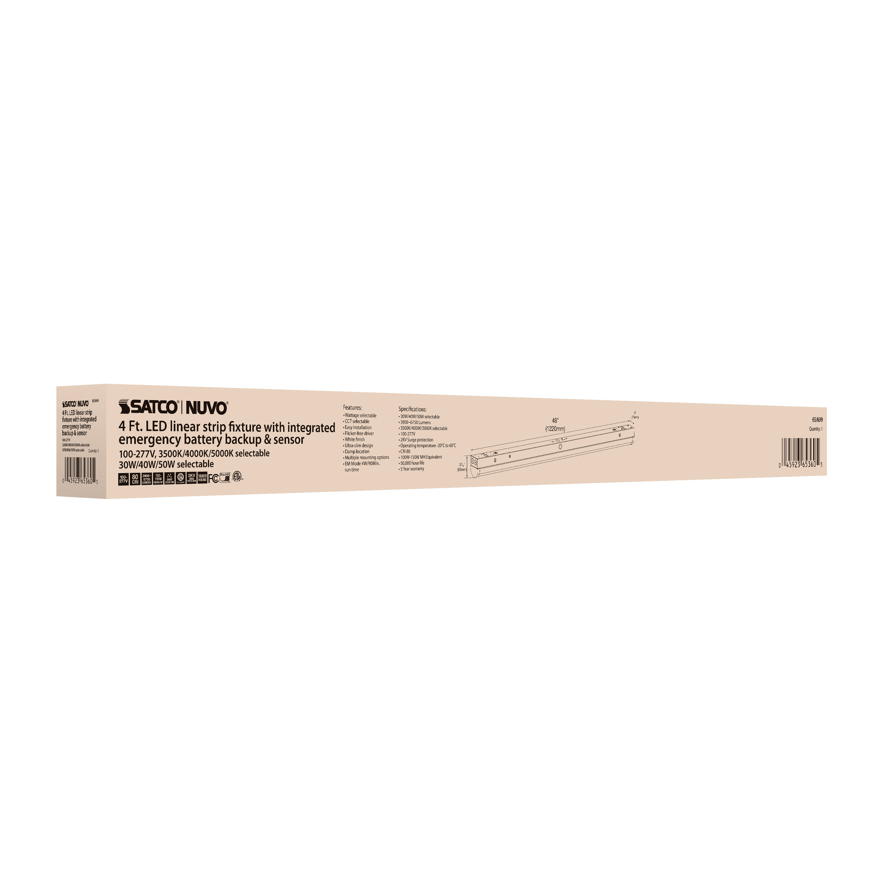 4' LINEAR STRIP W/ EM & SENSOR - 65-699