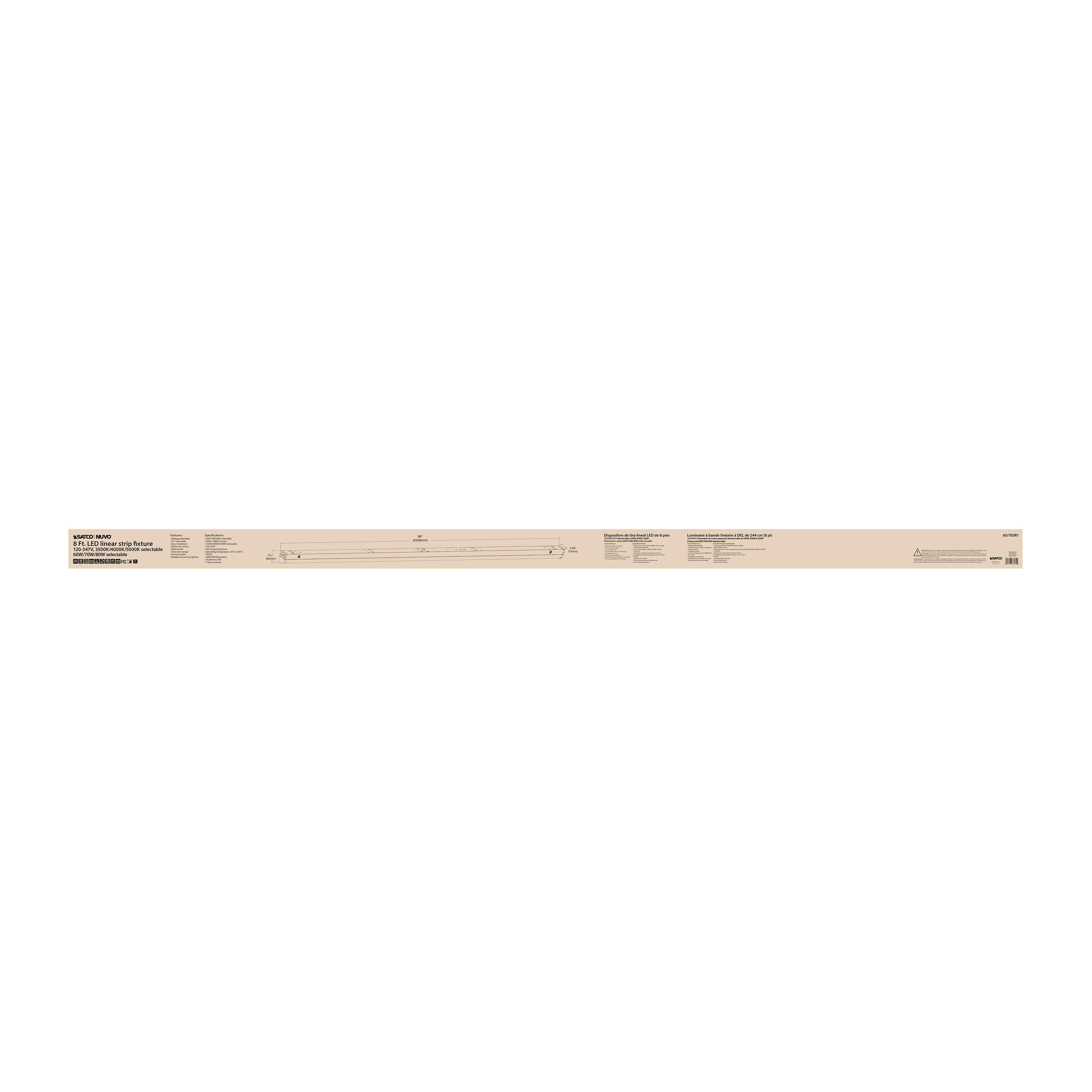 8' LINEAR STRIP WHITE FINISH - 65-703R1