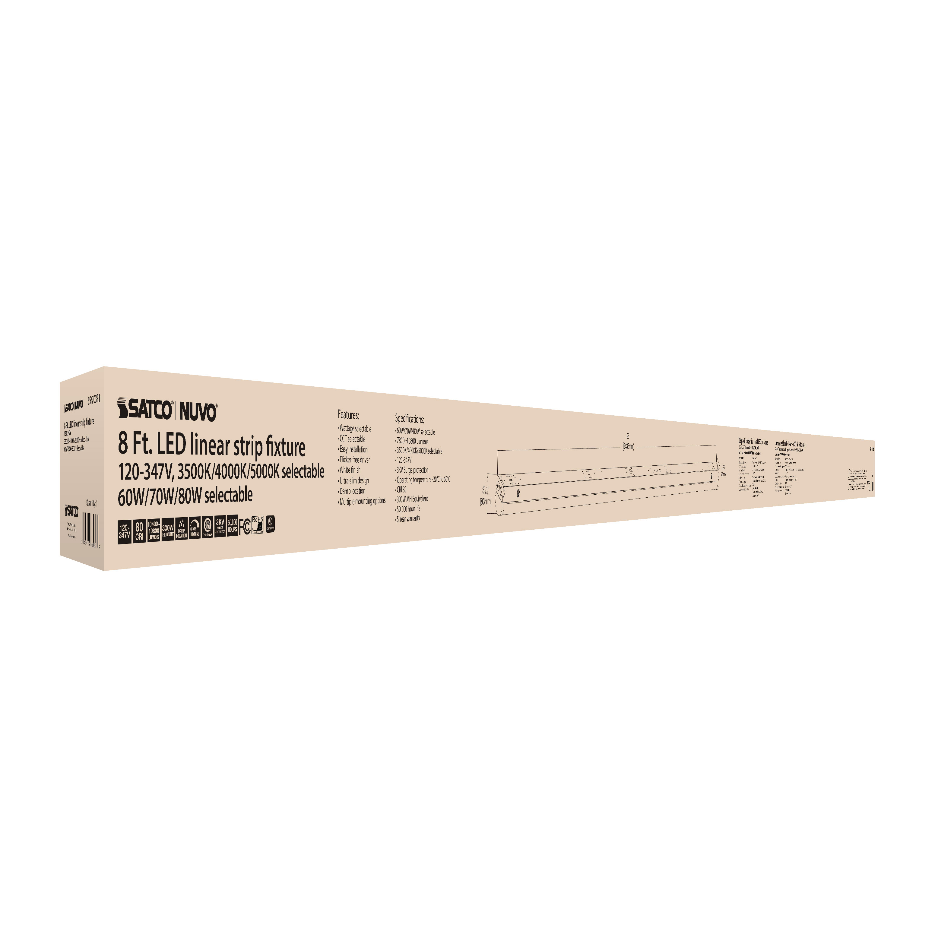 8' LINEAR STRIP WHITE FINISH - 65-703R1