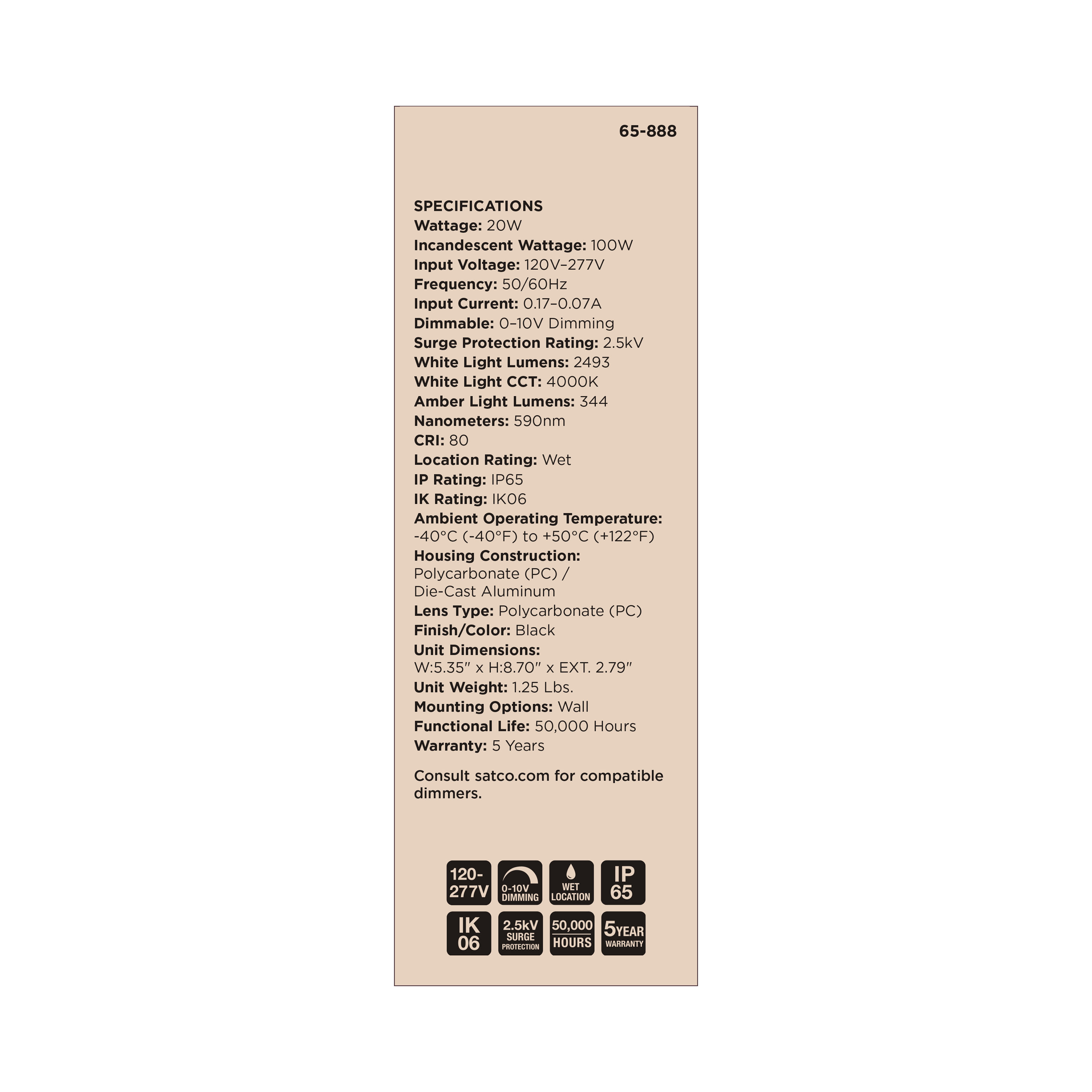 LED TURTLE SAFE SM WALL PACK - 65-888