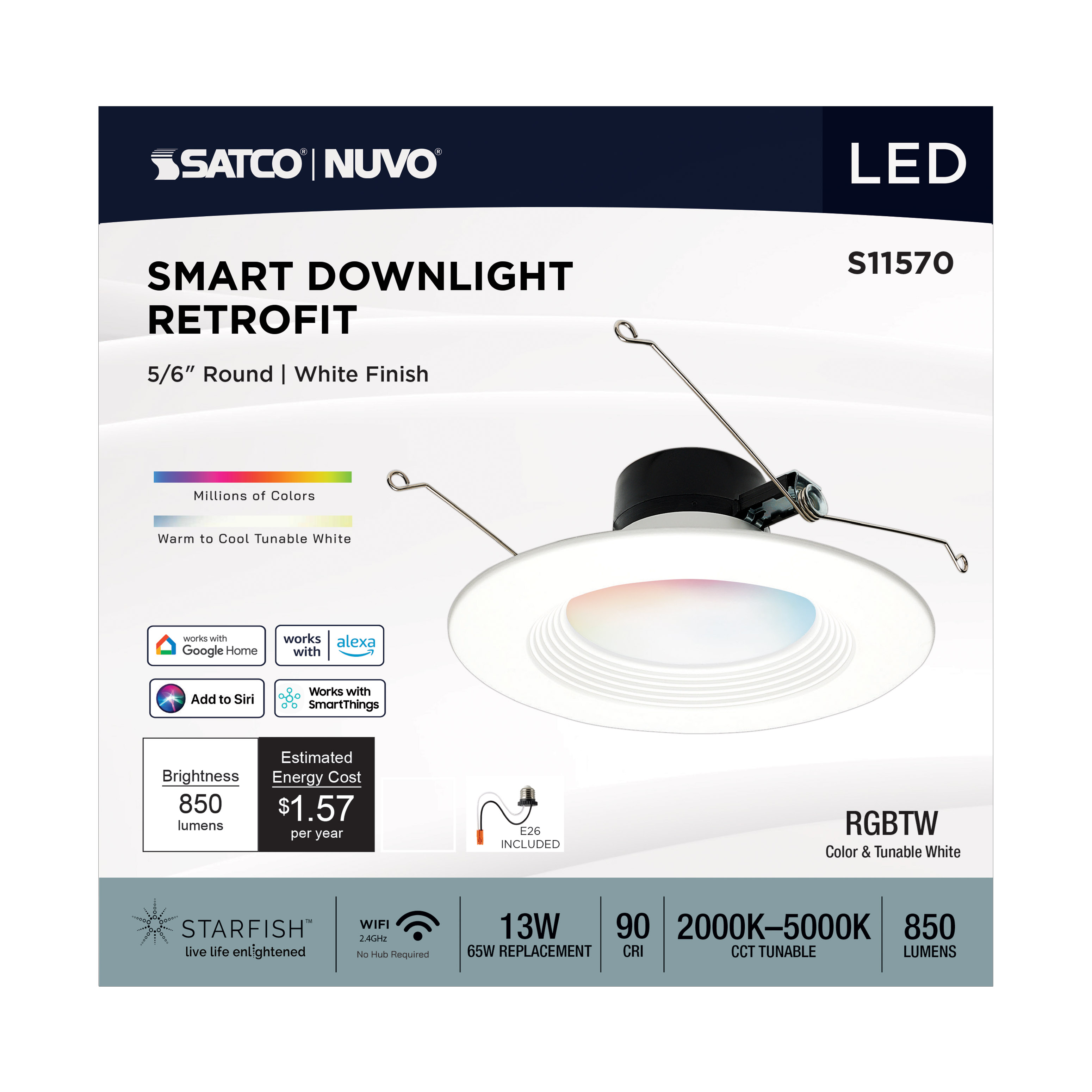 13WLED/RDL/5-6/RGBTW/RND/WH - S11570