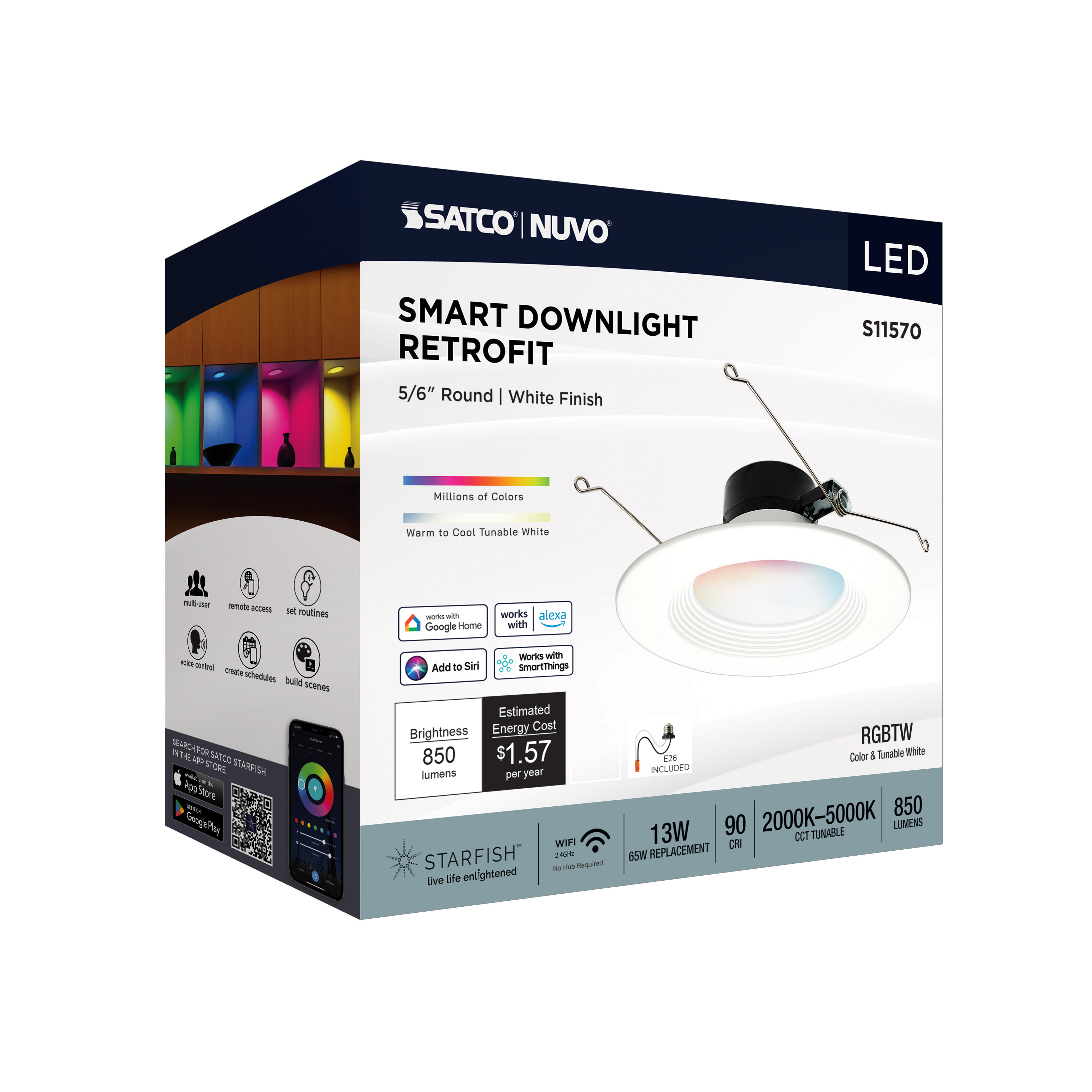13WLED/RDL/5-6/RGBTW/RND/WH - S11570