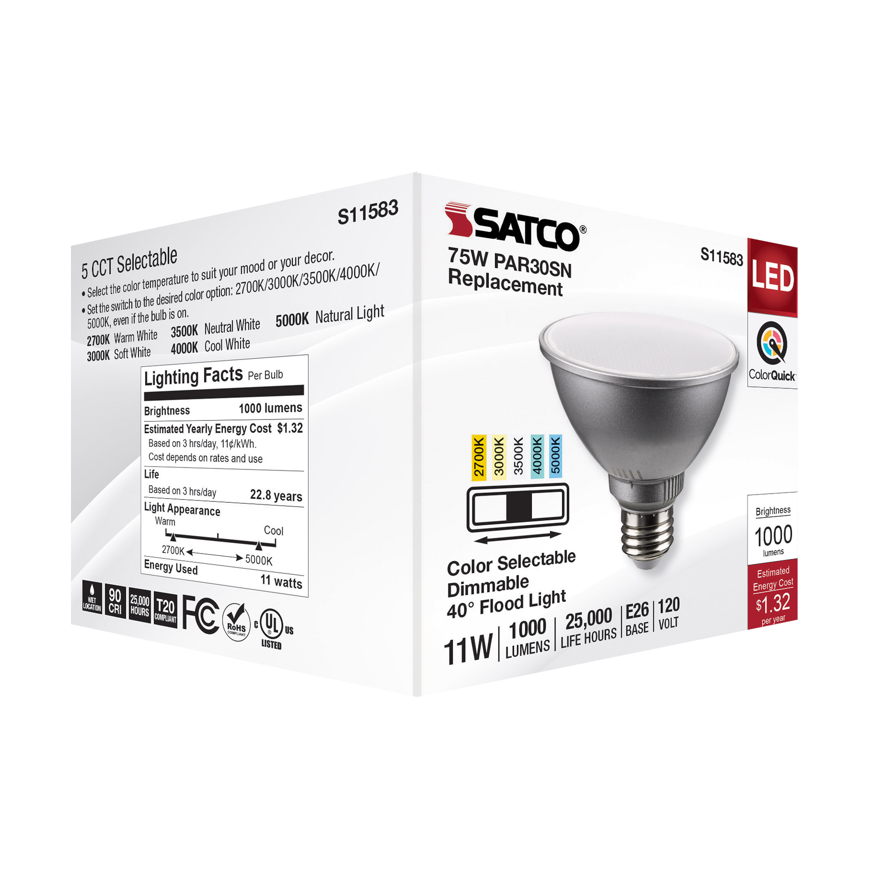 11PAR30SN/LED/5CCT/FL/120V - S11583