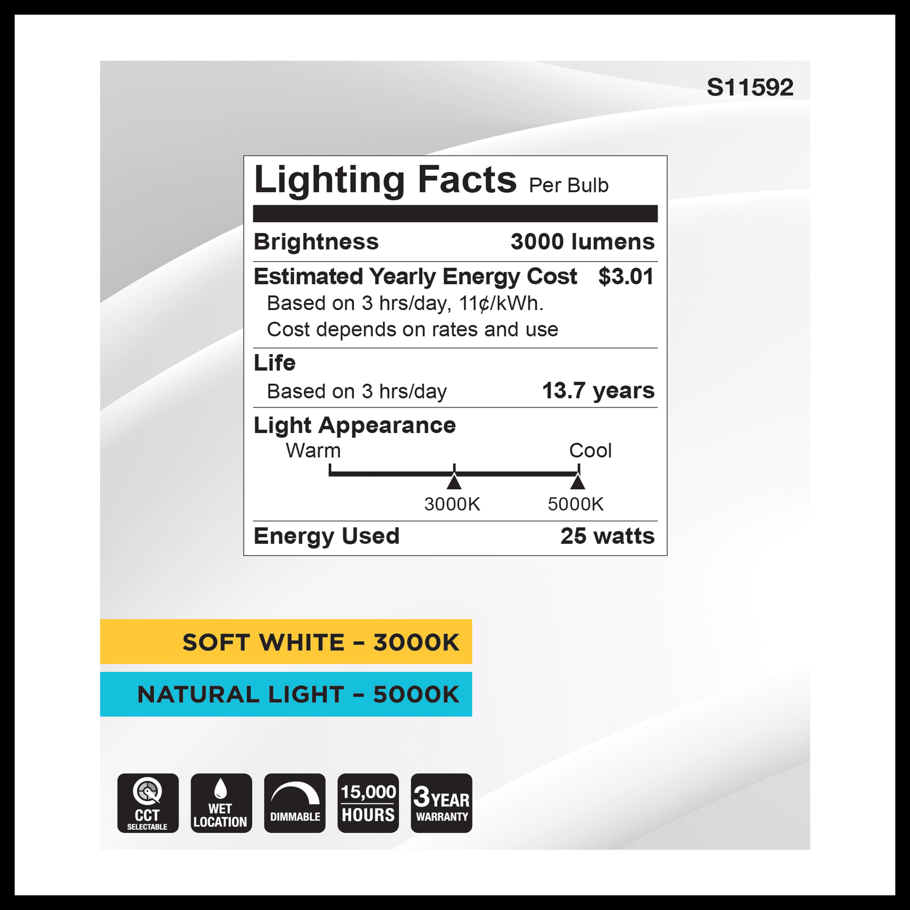 25PAR38/LED/2CCT/FL40/120V - S11592