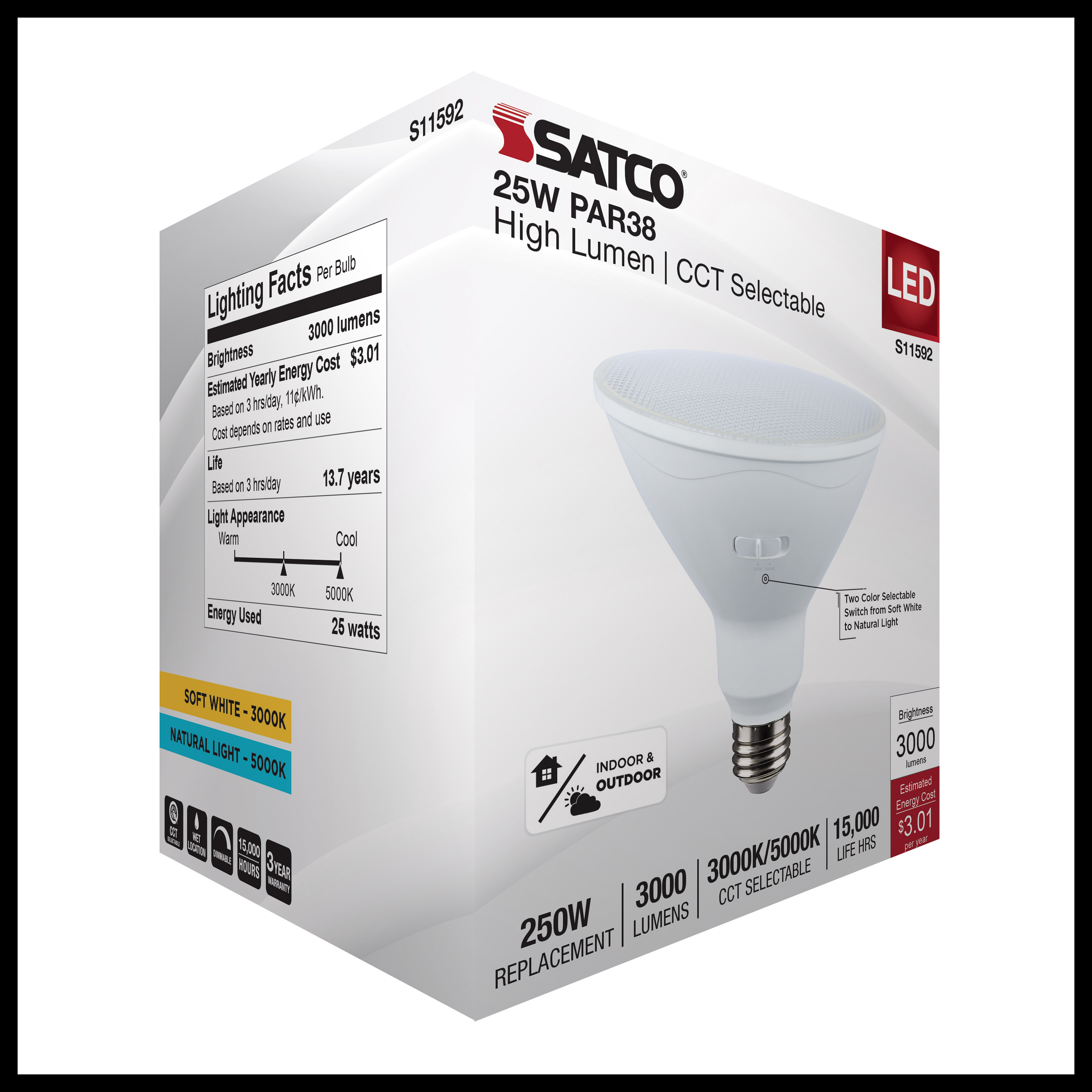 25PAR38/LED/2CCT/FL40/120V - S11592
