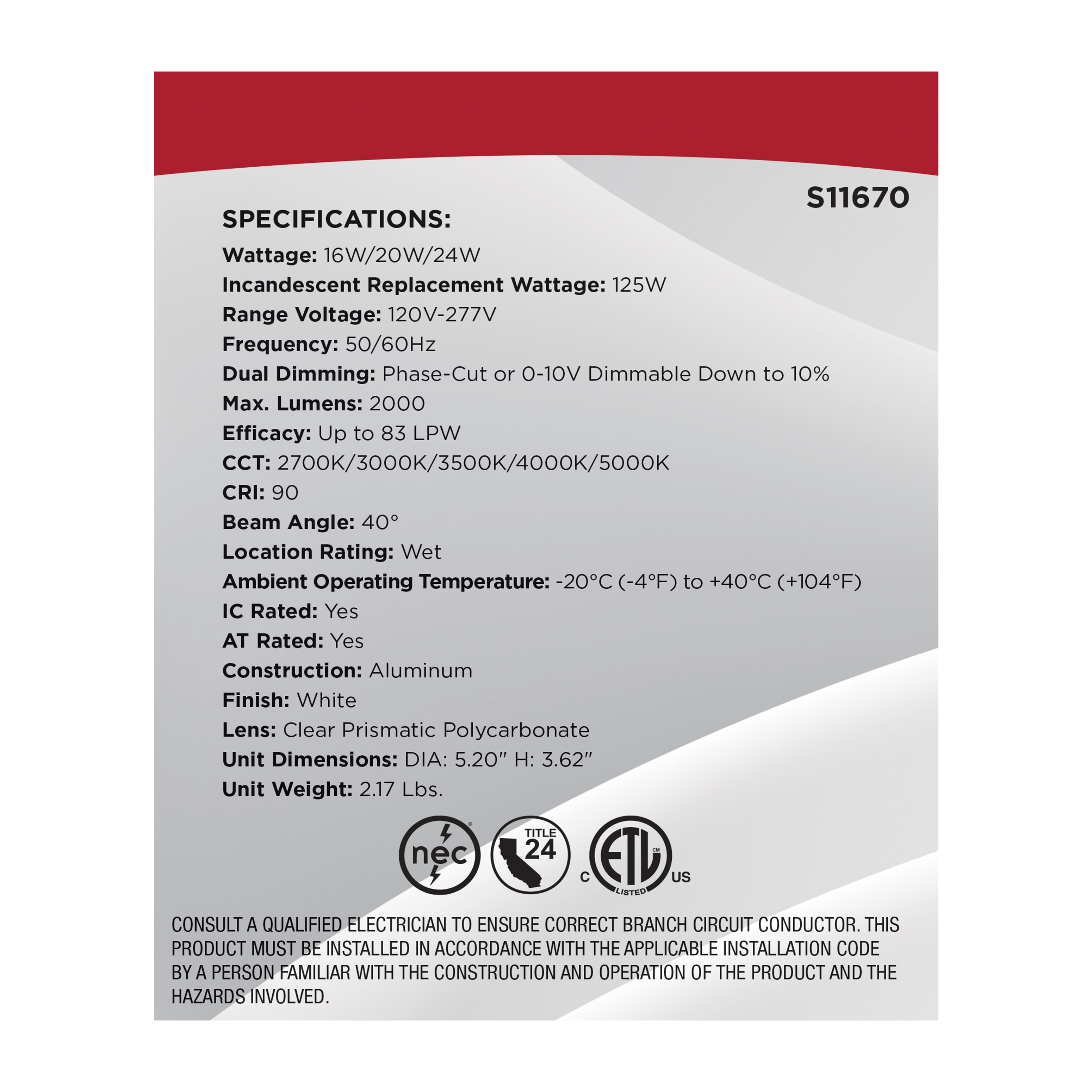 24WLED/DW/DNL3/FS/RND/DD/WH - S11670