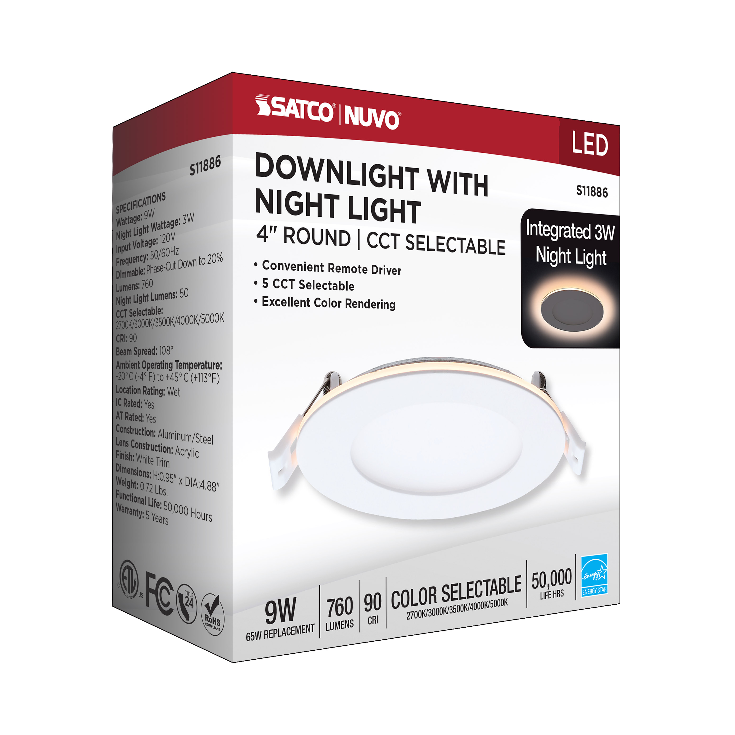 9WLED/DW/4/CCT-SEL/RND/RD/NL - S11886