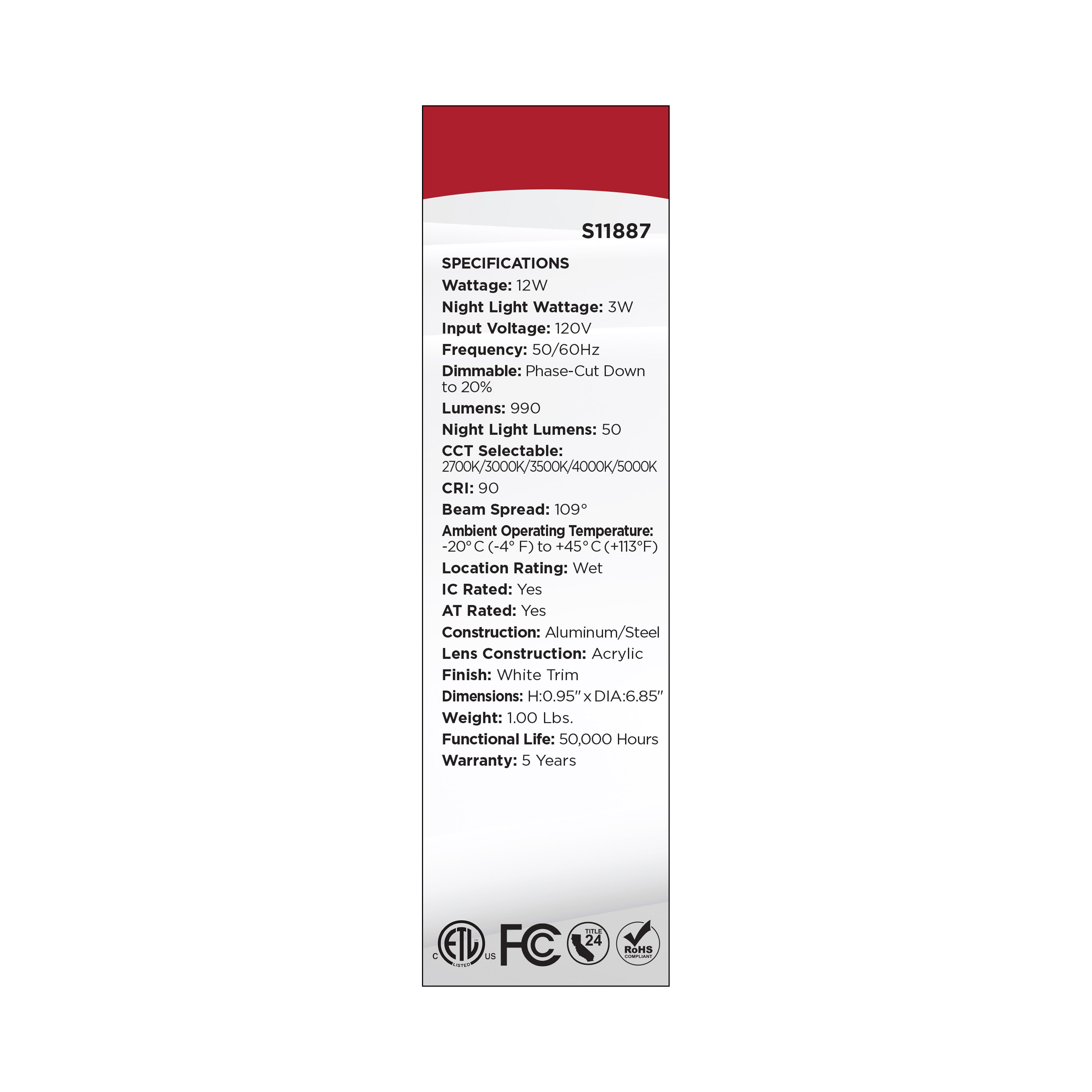 12WLED/DW/6/CCT-SEL/RND/RD/NL - S11887