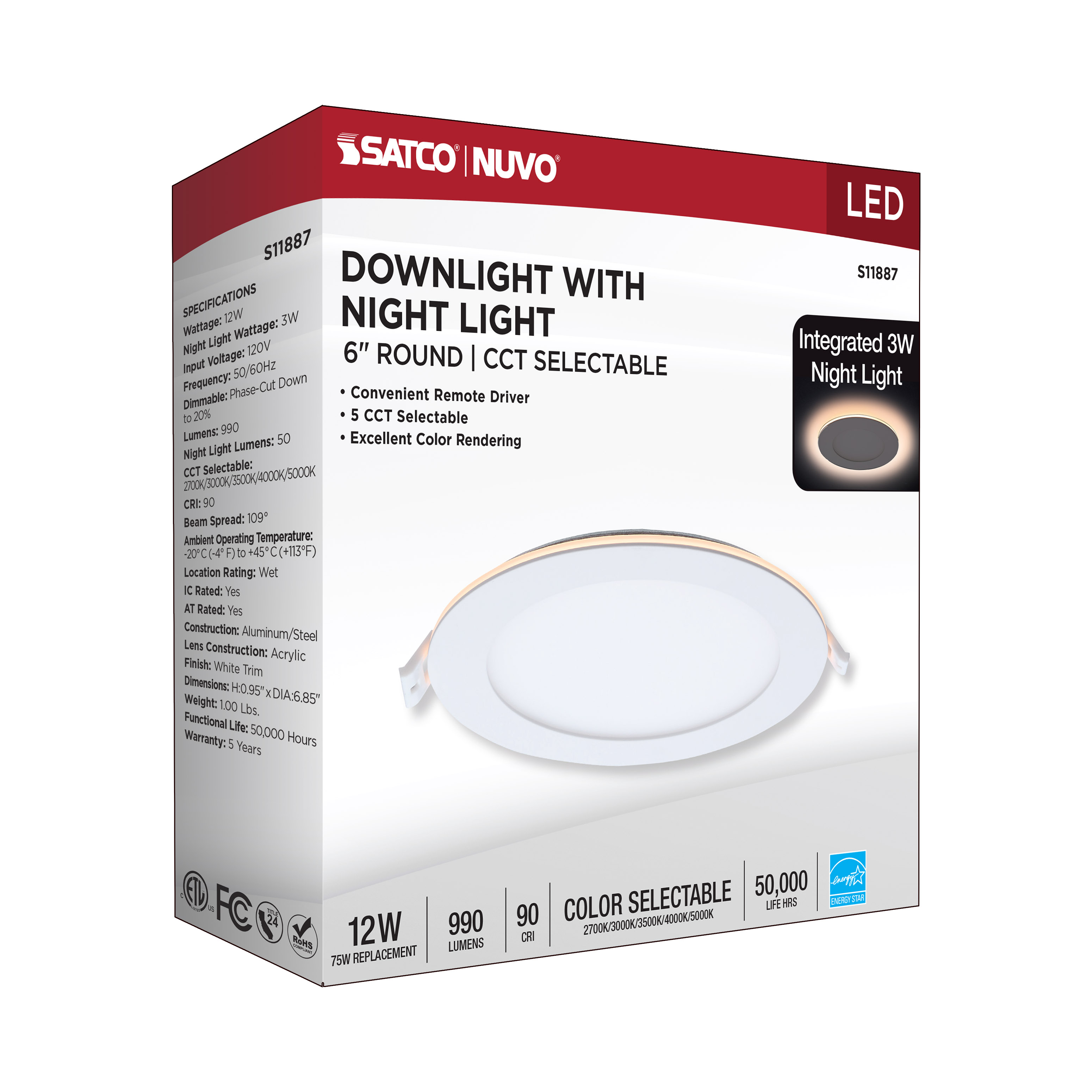 12WLED/DW/6/CCT-SEL/RND/RD/NL - S11887