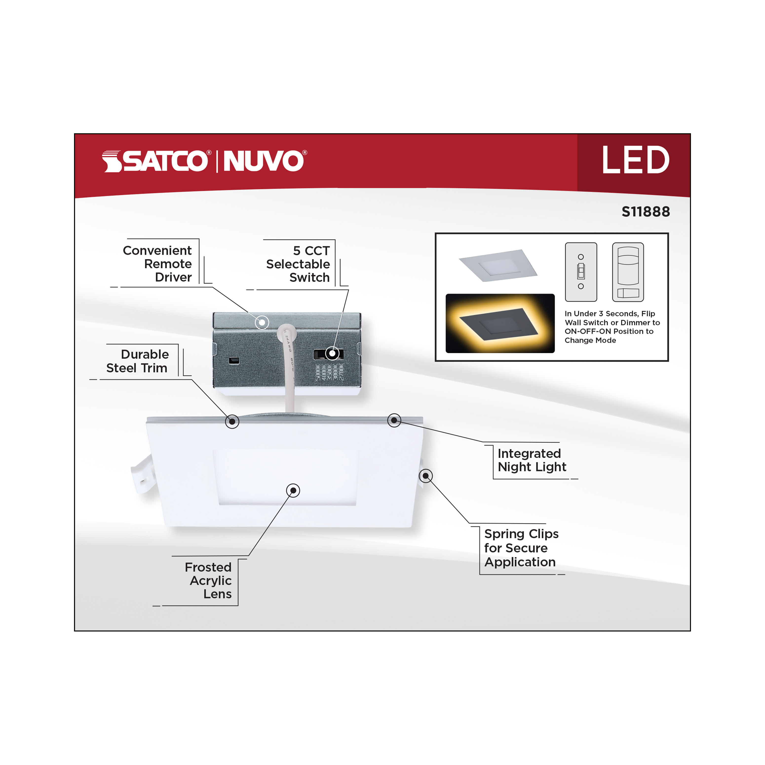 9WLED/DW/4/CCT-SEL/SQ/RD/NL - S11888