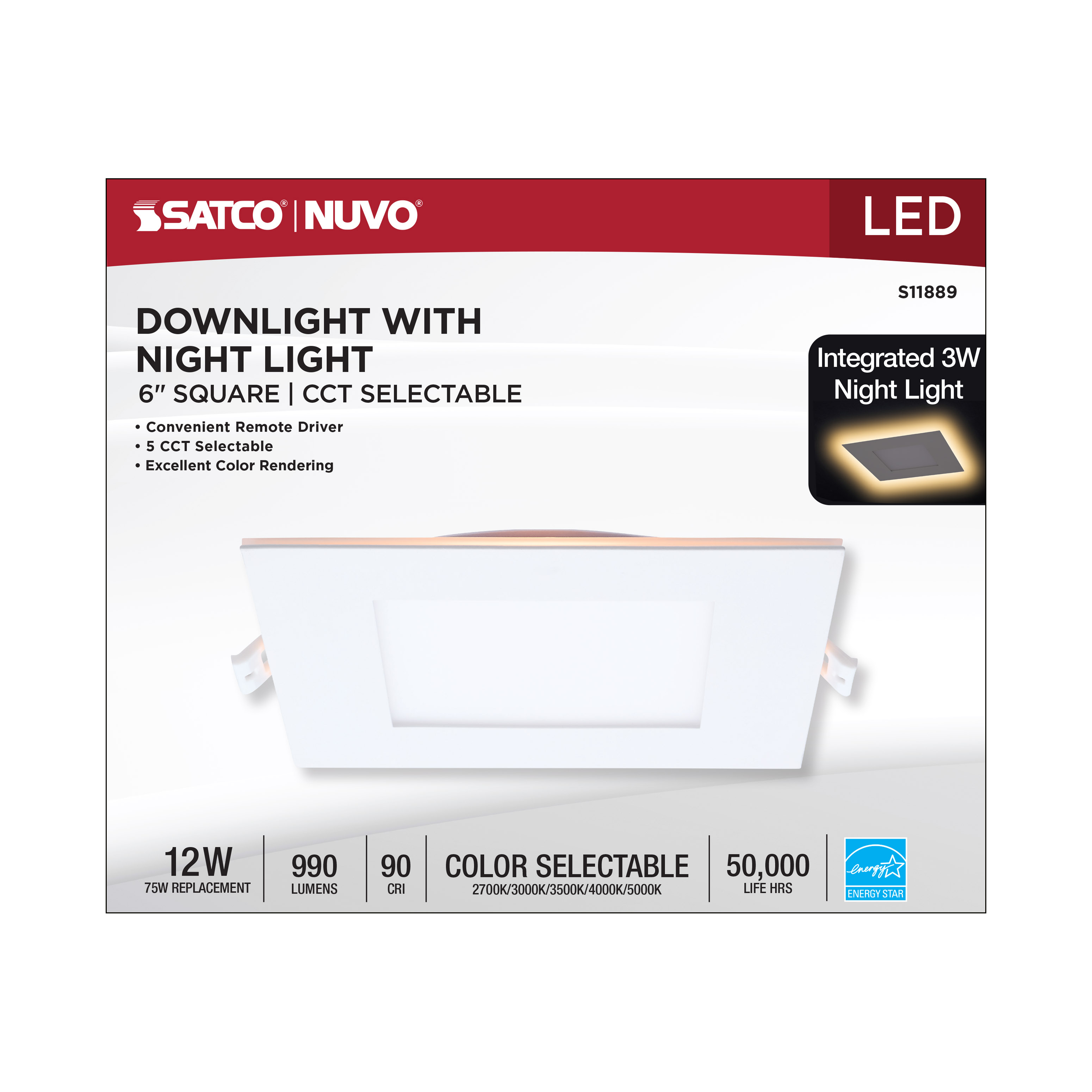 12WLED/DW/6/CCT-SEL/SQ/RD/NL - S11889