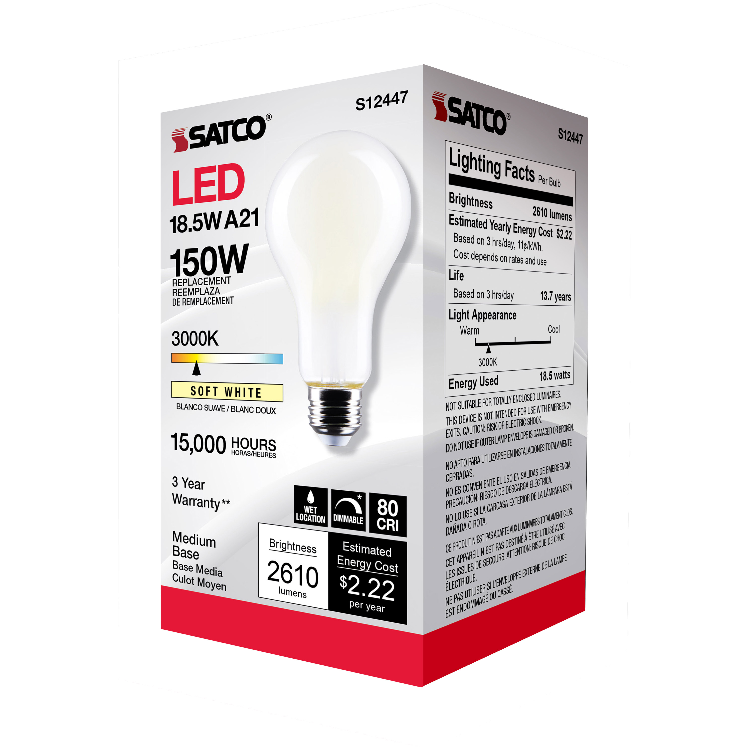 18.5A21/FR/LED/E26/830/120V - S12447