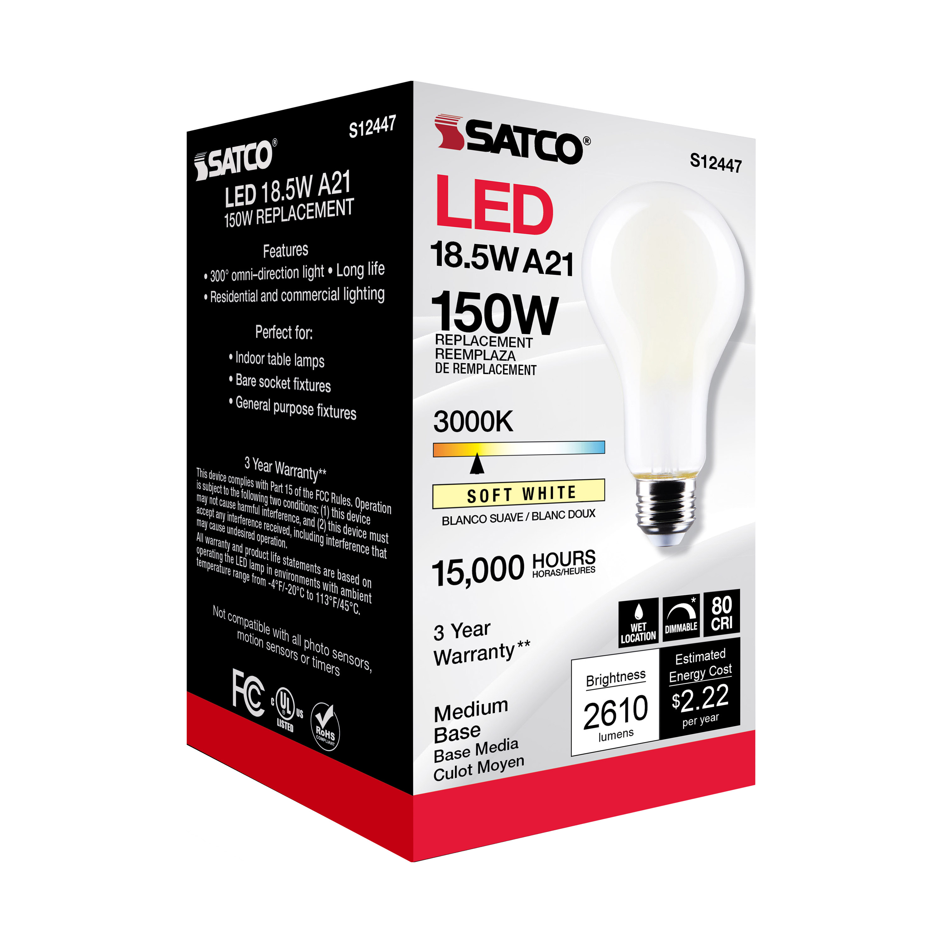 18.5A21/FR/LED/E26/830/120V - S12447
