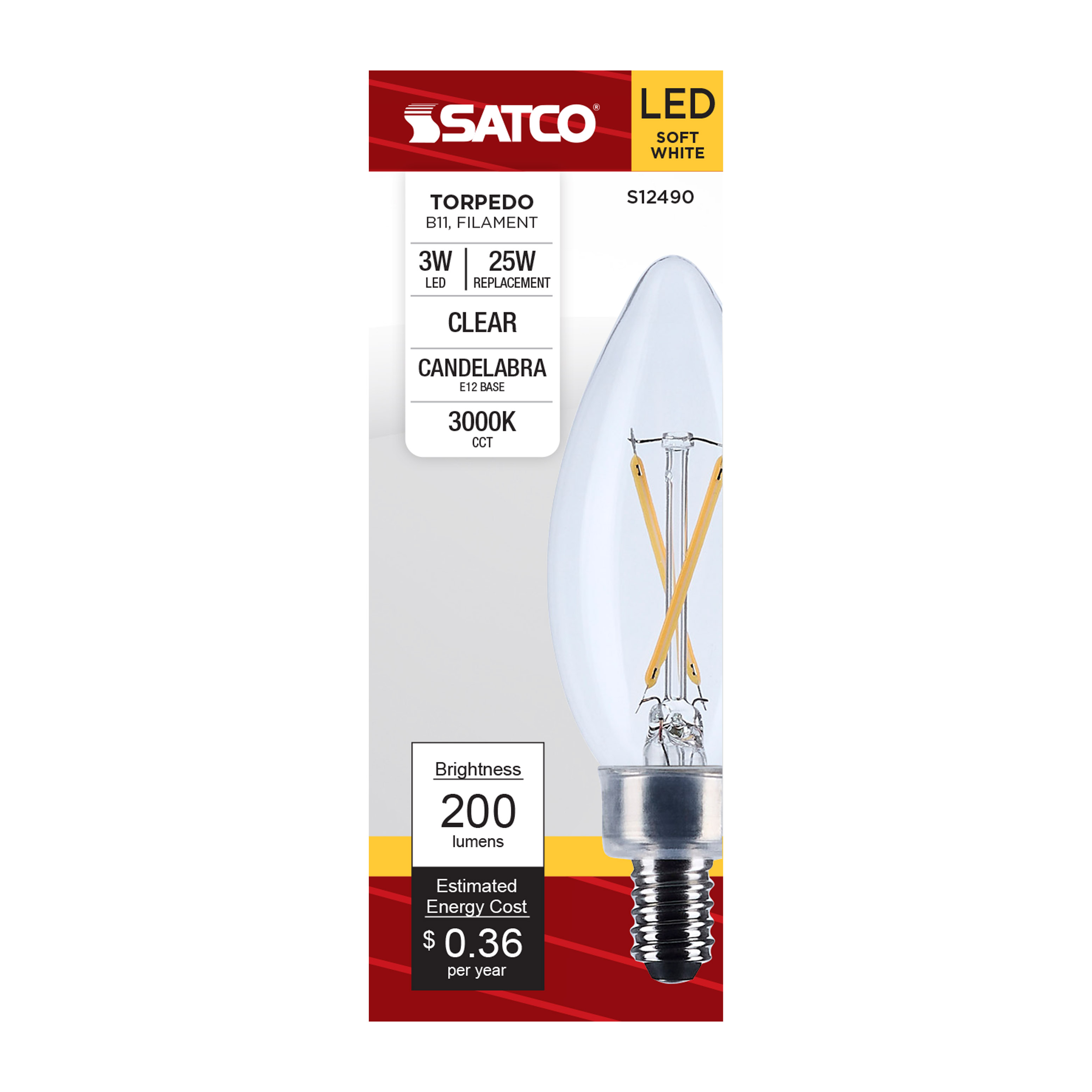 3B11/LED/930/CL/120V/E12 - S12490