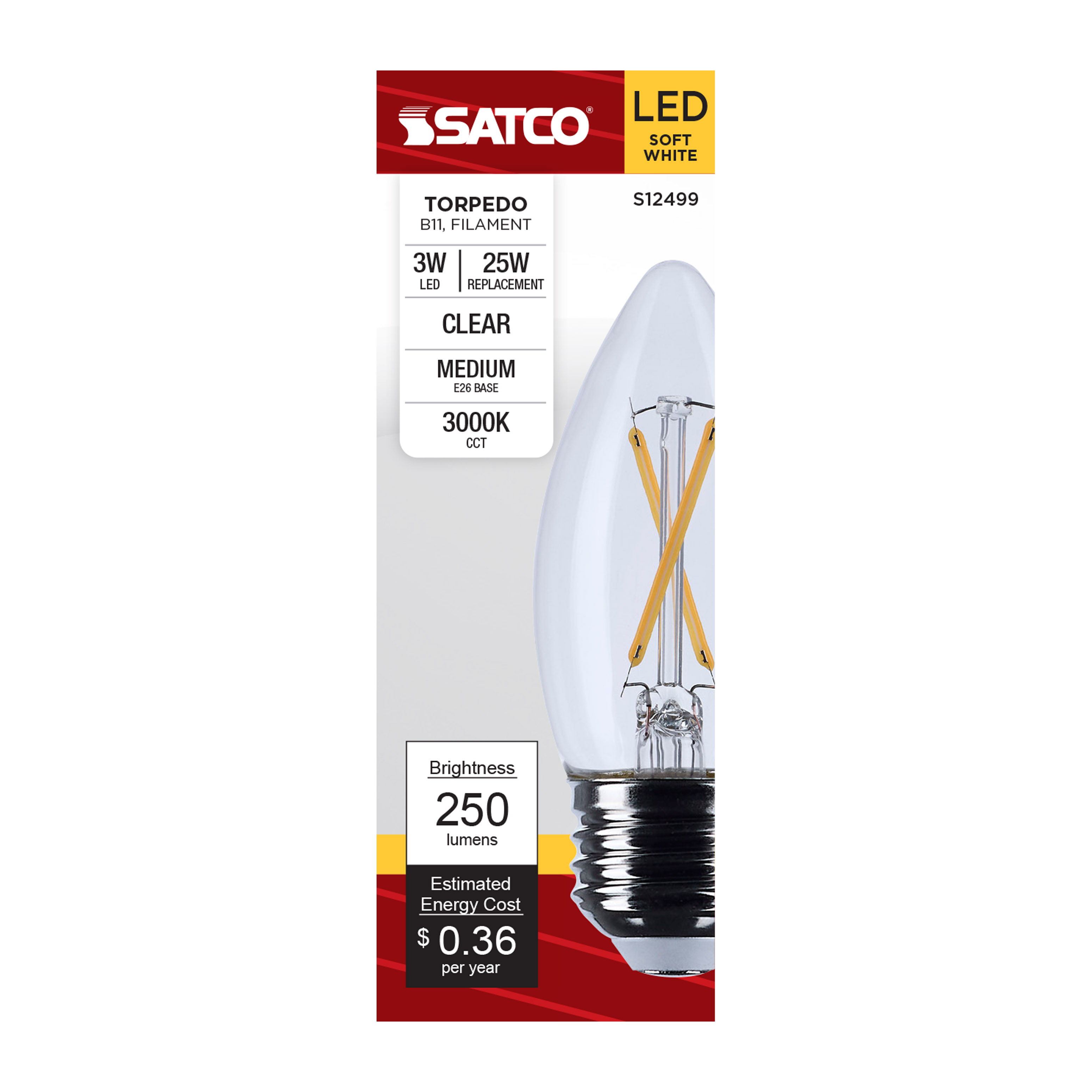 3B11/LED/930/CL/120V/E26 - S12499