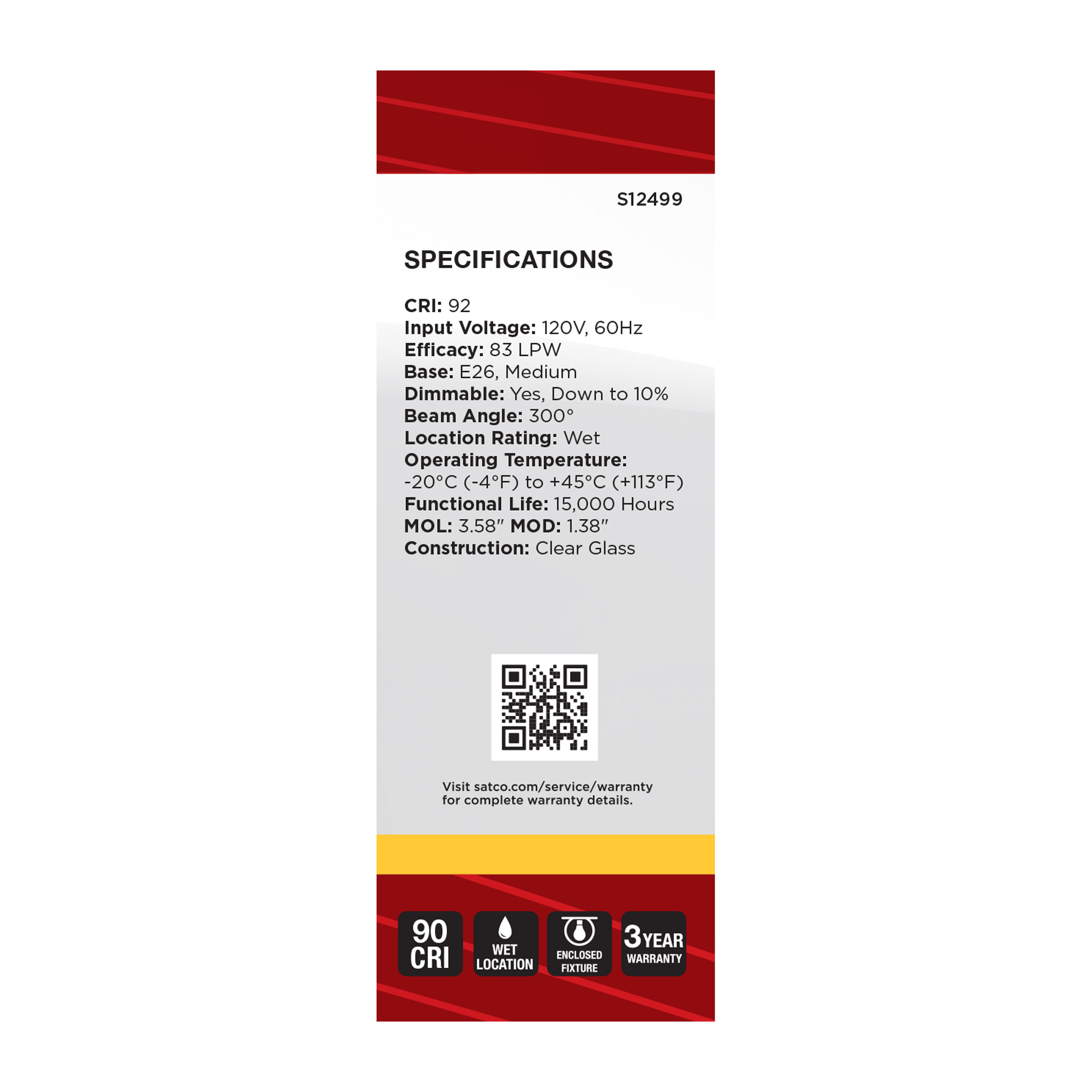 3B11/LED/930/CL/120V/E26 - S12499