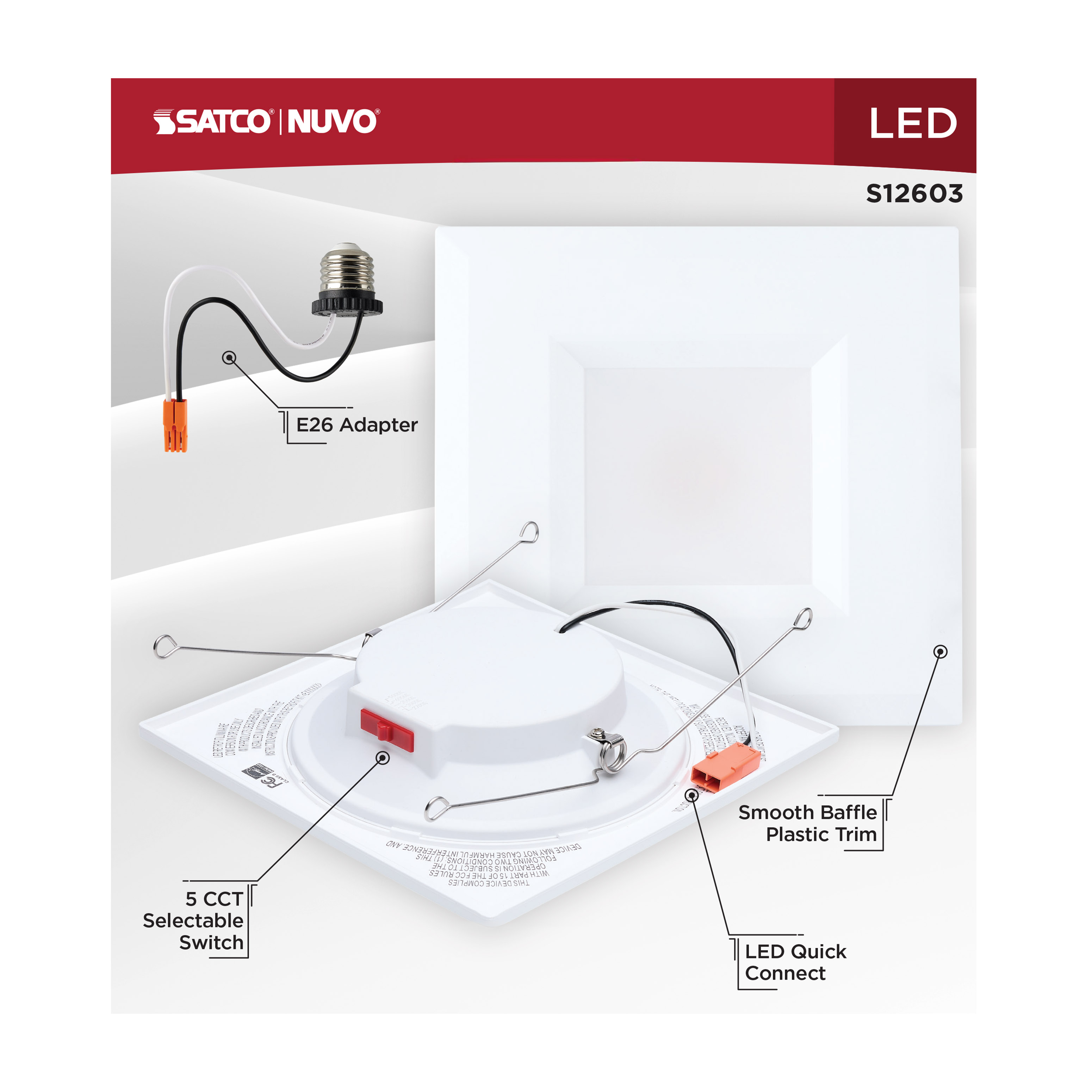 8WLED/DLR/5-6/5CCT/E/SQ/WH - S12603