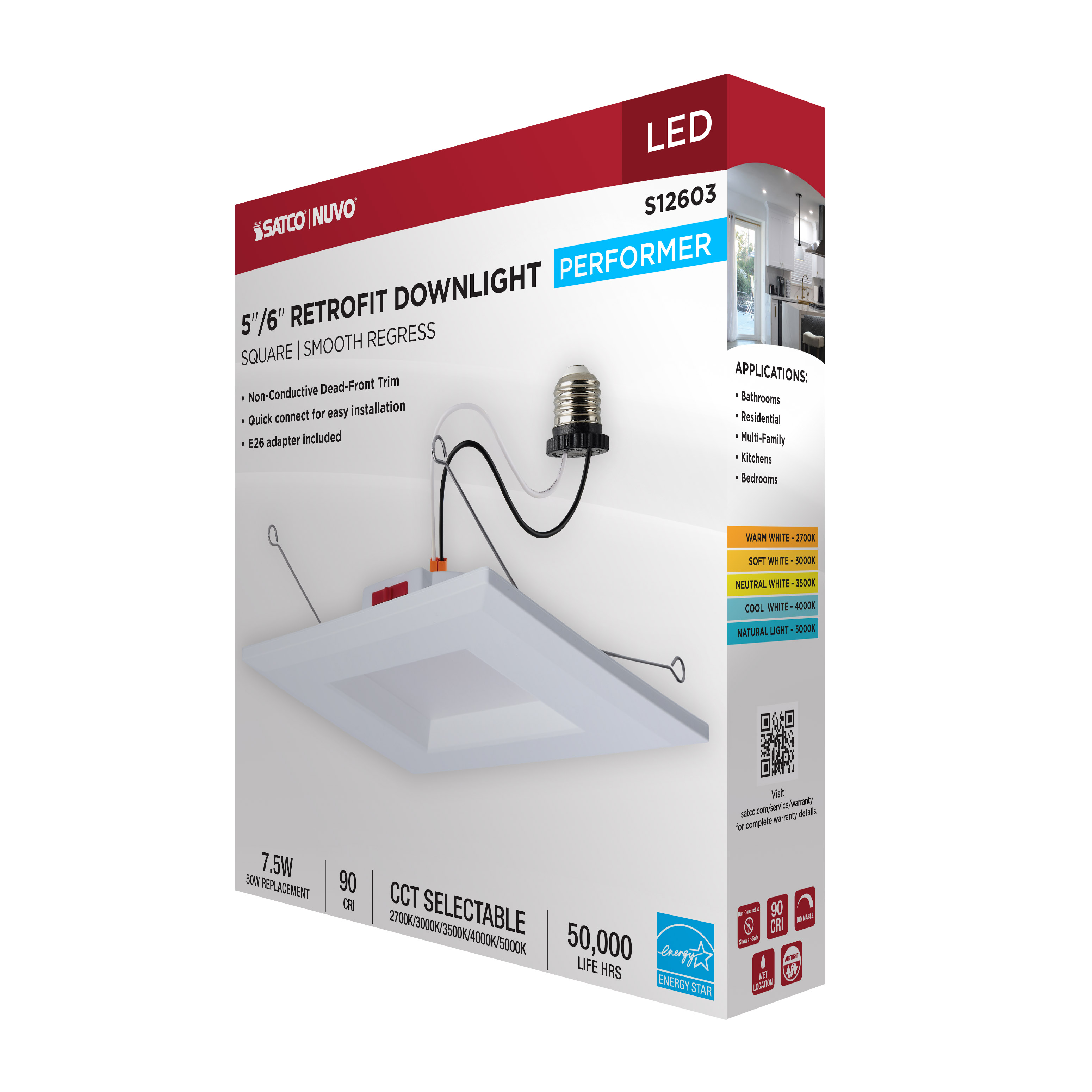 8WLED/DLR/5-6/5CCT/E/SQ/WH - S12603
