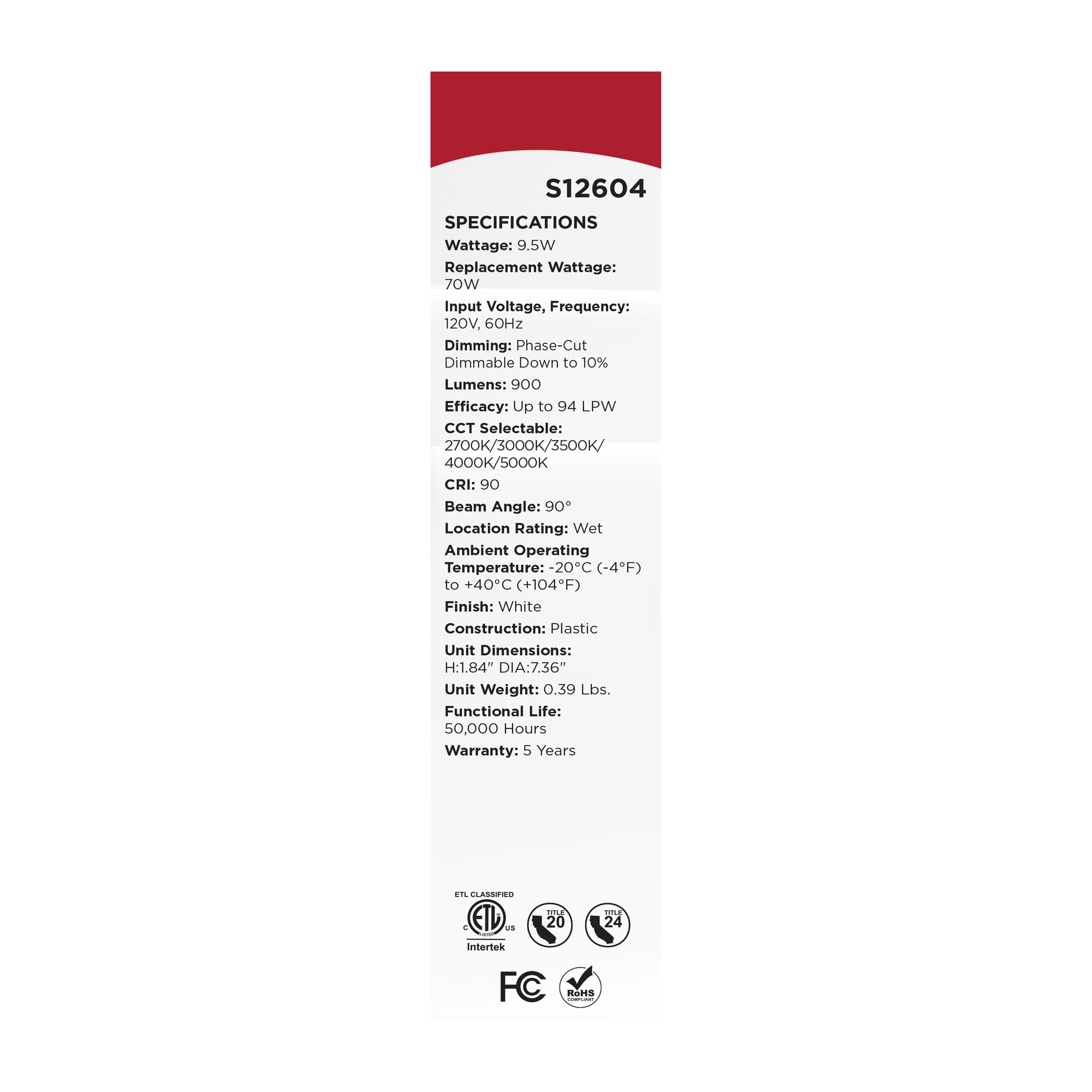 10WLED/DLR/5-6/5CCT/E/RND/WH - S12604
