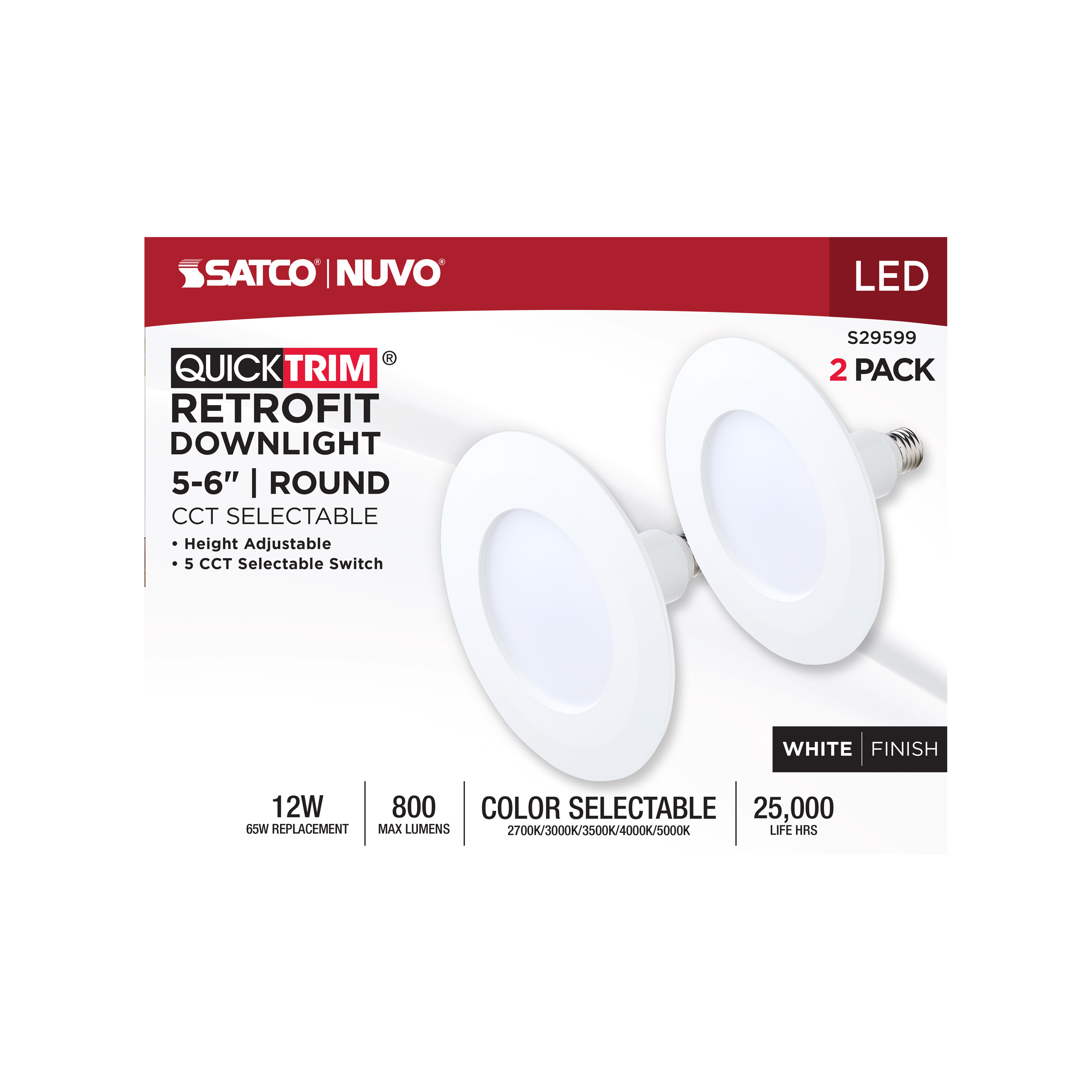 12WLED/5-6''TRIM/5CCT/120V/2PK - S29599