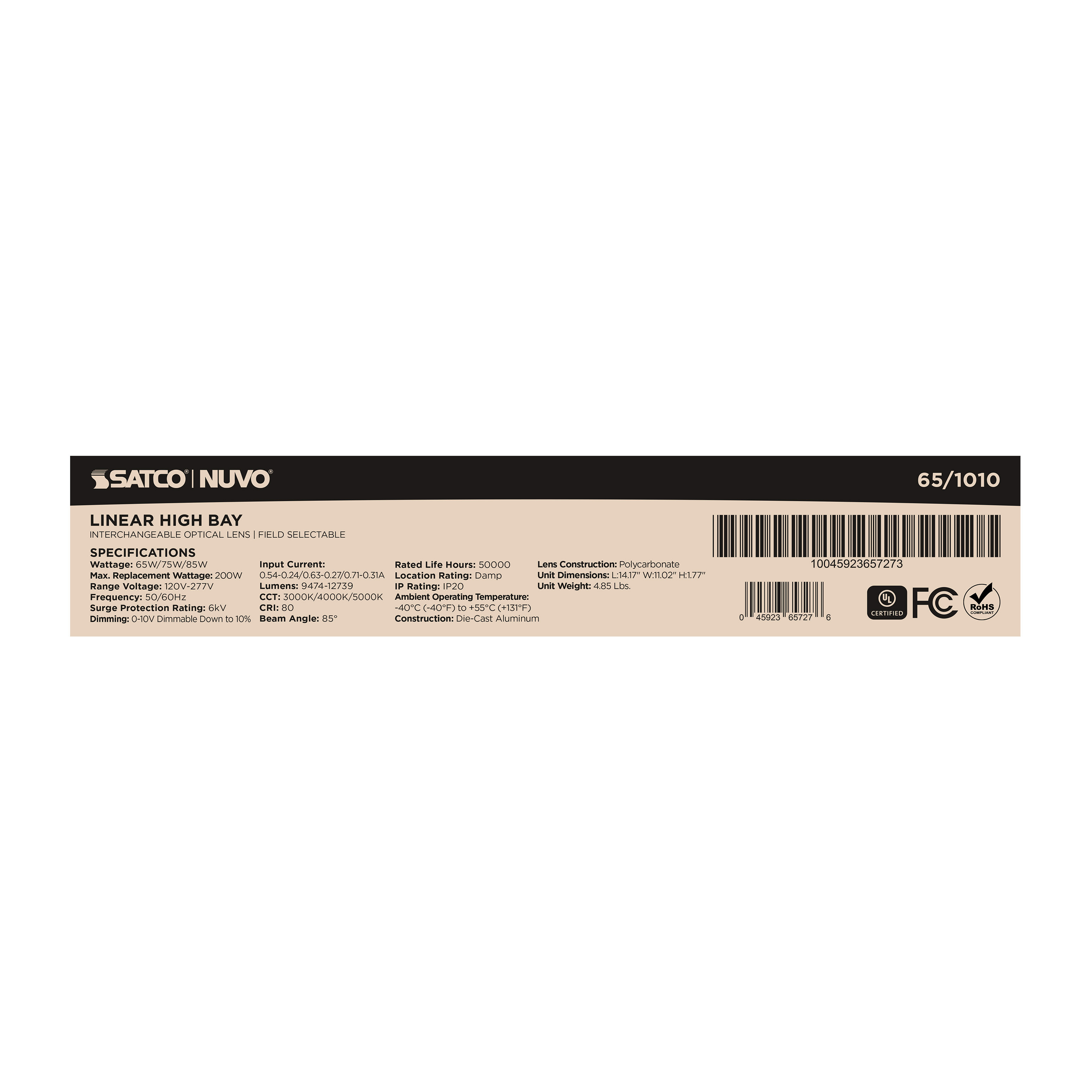 LED SELECTABLE LINEAR HIGH BAY - 65-1010