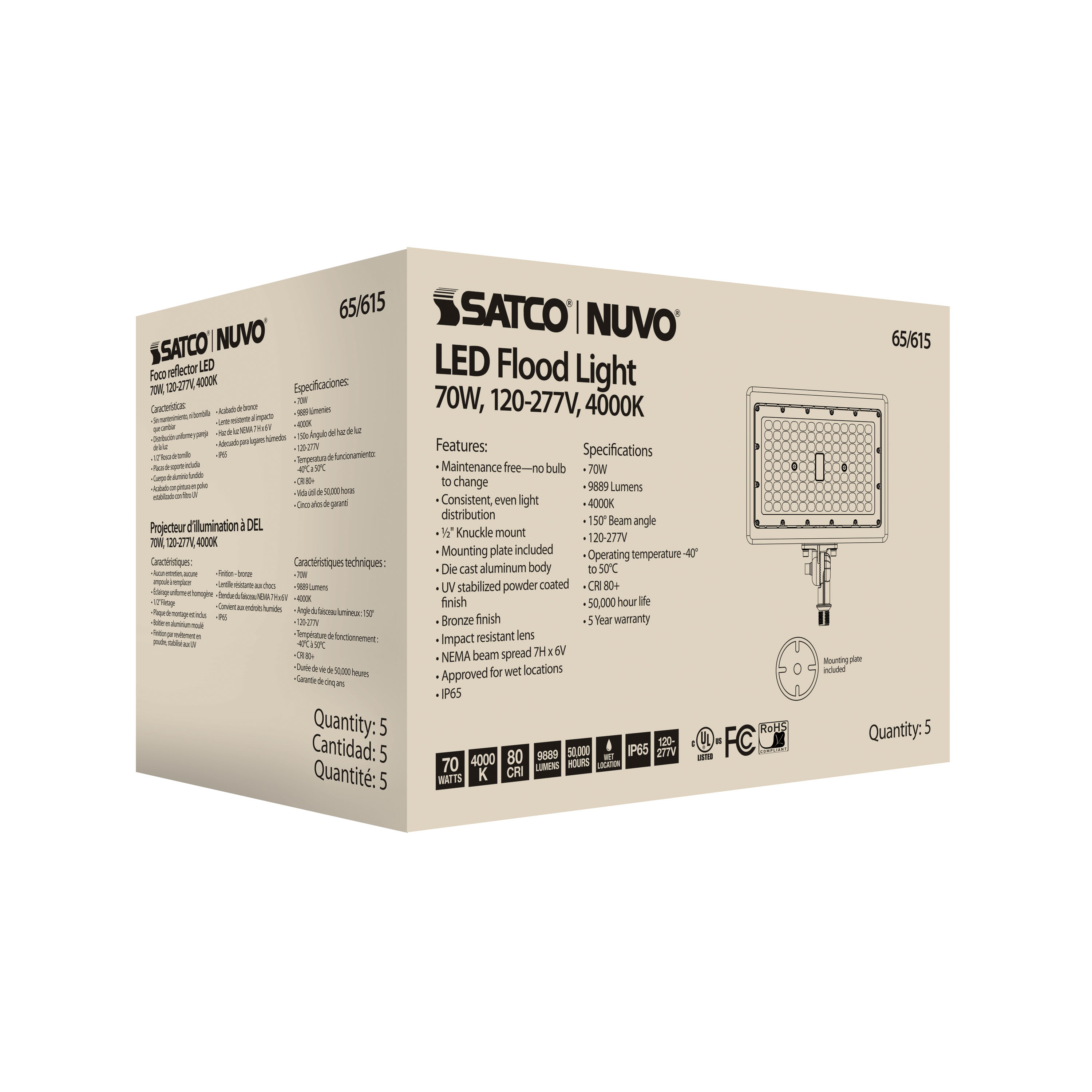 LED FLOOD 70W 4000K - 65-615