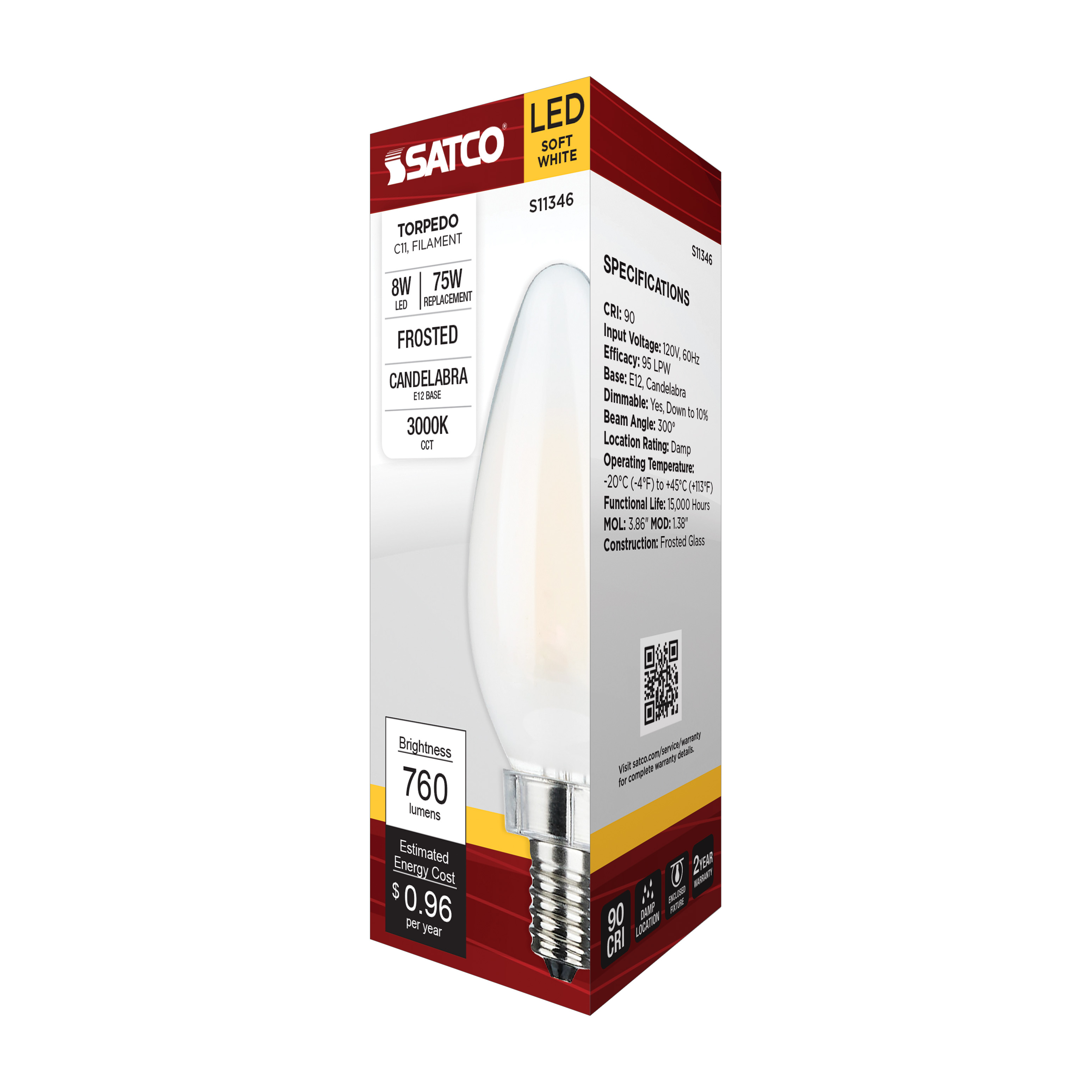 8W/CTF/LED/930/120V/E12 - S11346