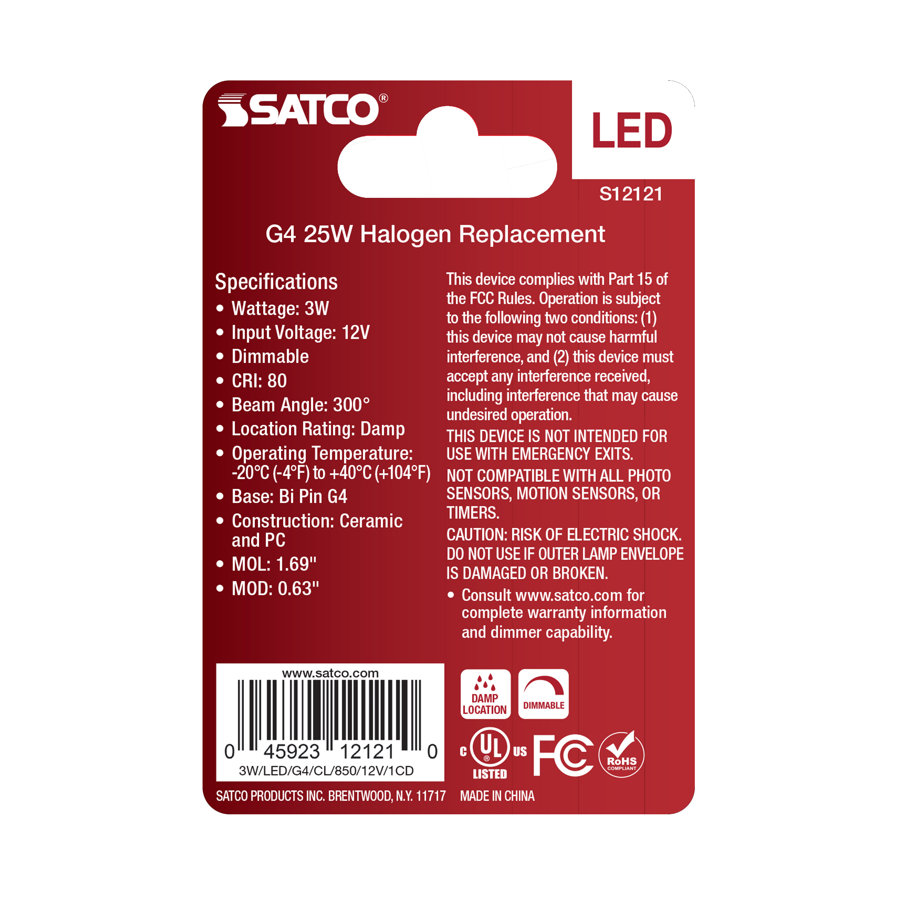 3W/LED/G4/CL/850/12V/1CD - S12121