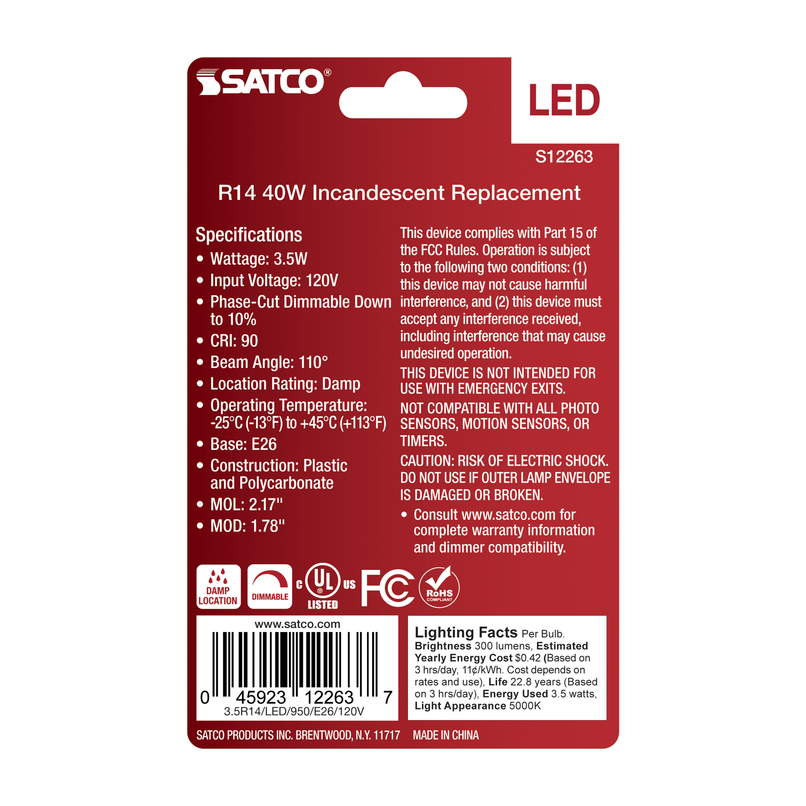 3.5R14/LED/950/E26/120V - S12263