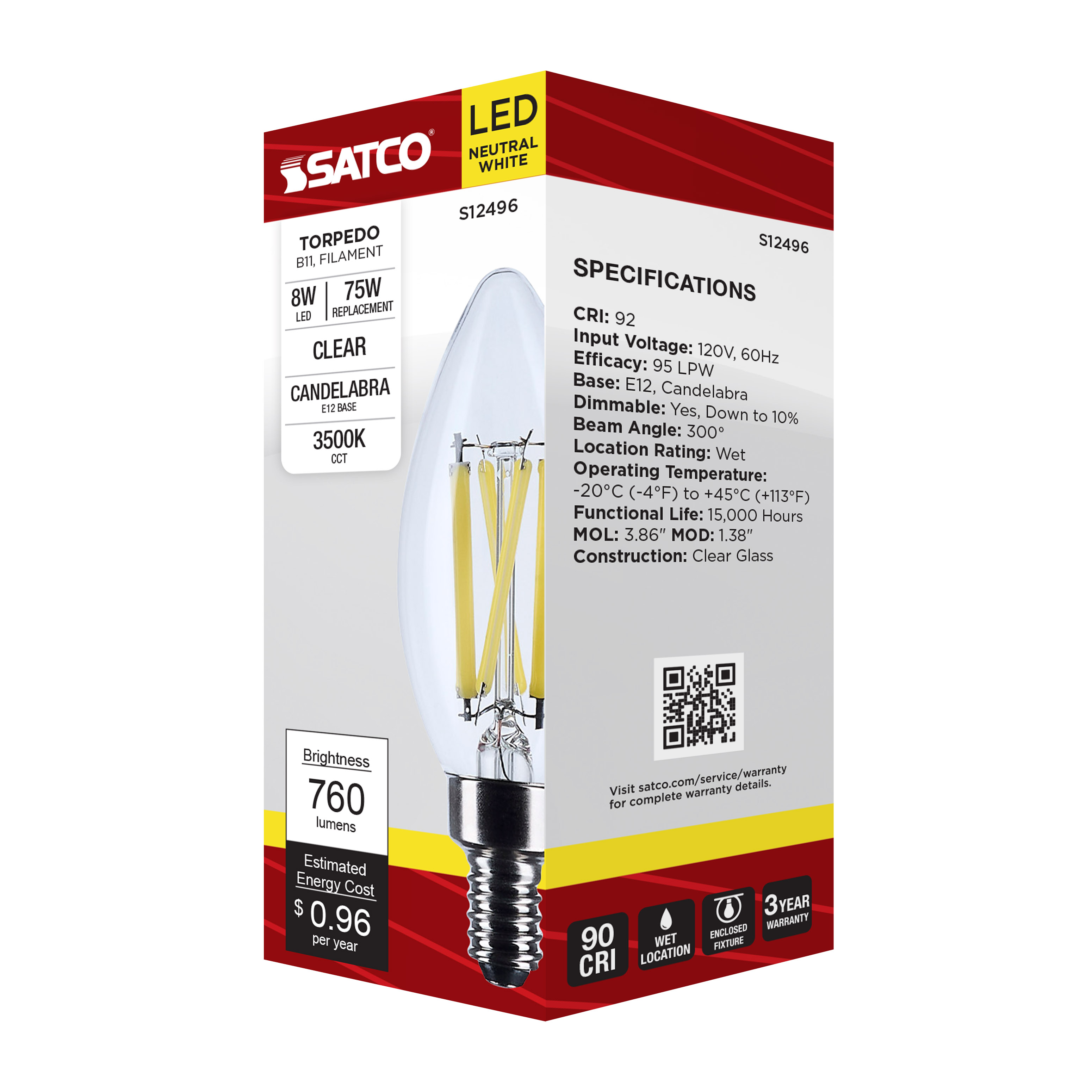 8W/CTC/LED/935/120V/E12 - S12496