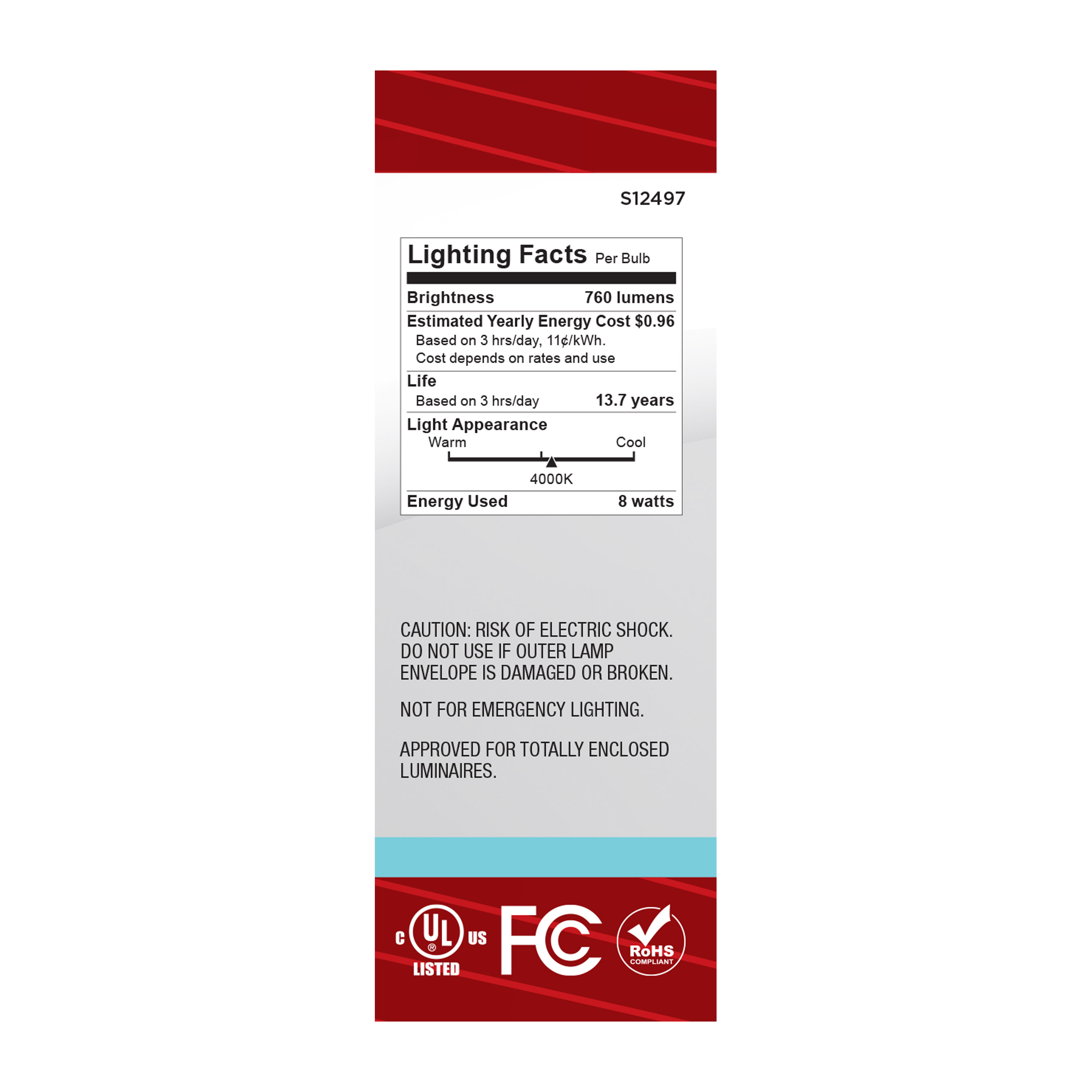 8W/CTF/LED/940/120V/E12 - S12497