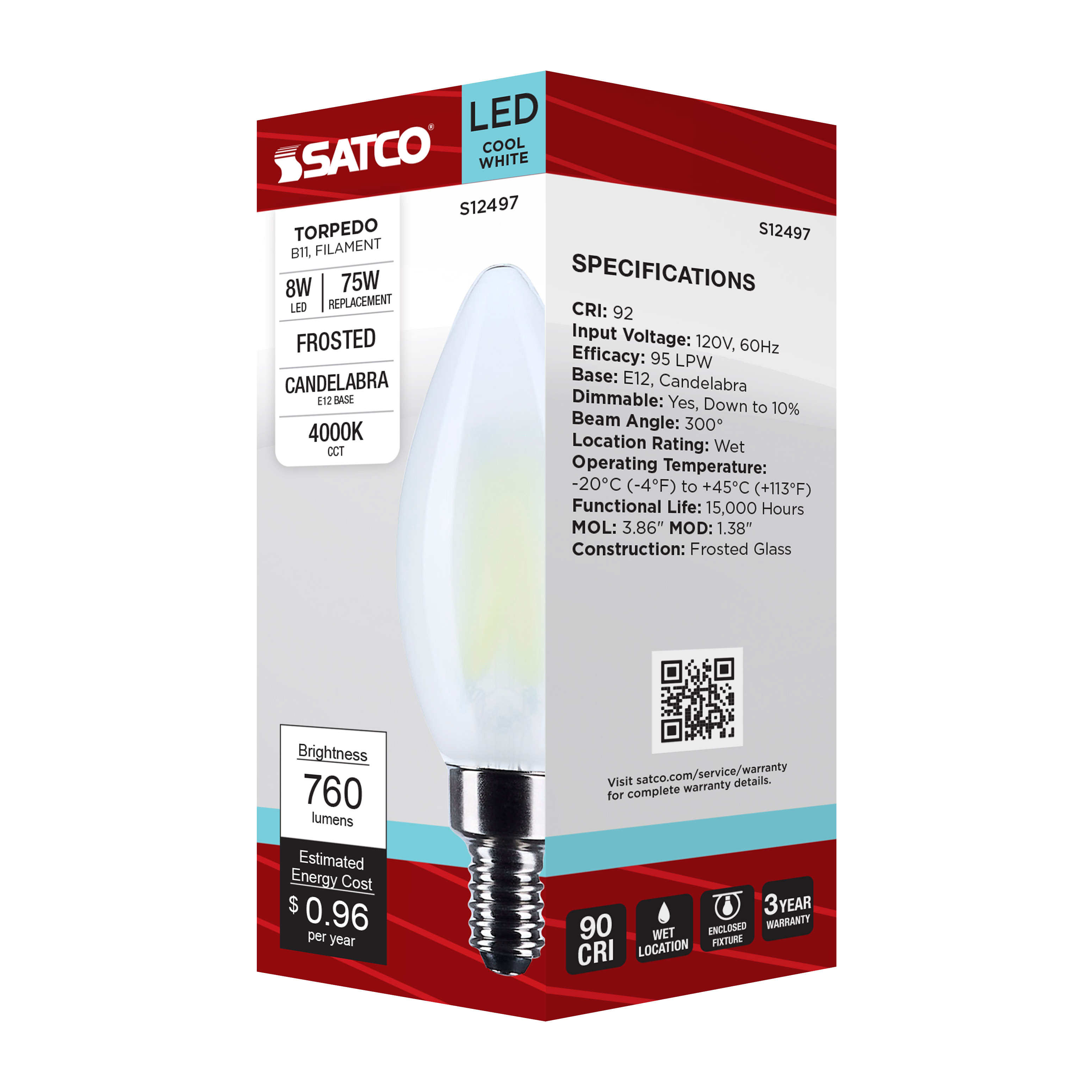 8W/CTF/LED/940/120V/E12 - S12497