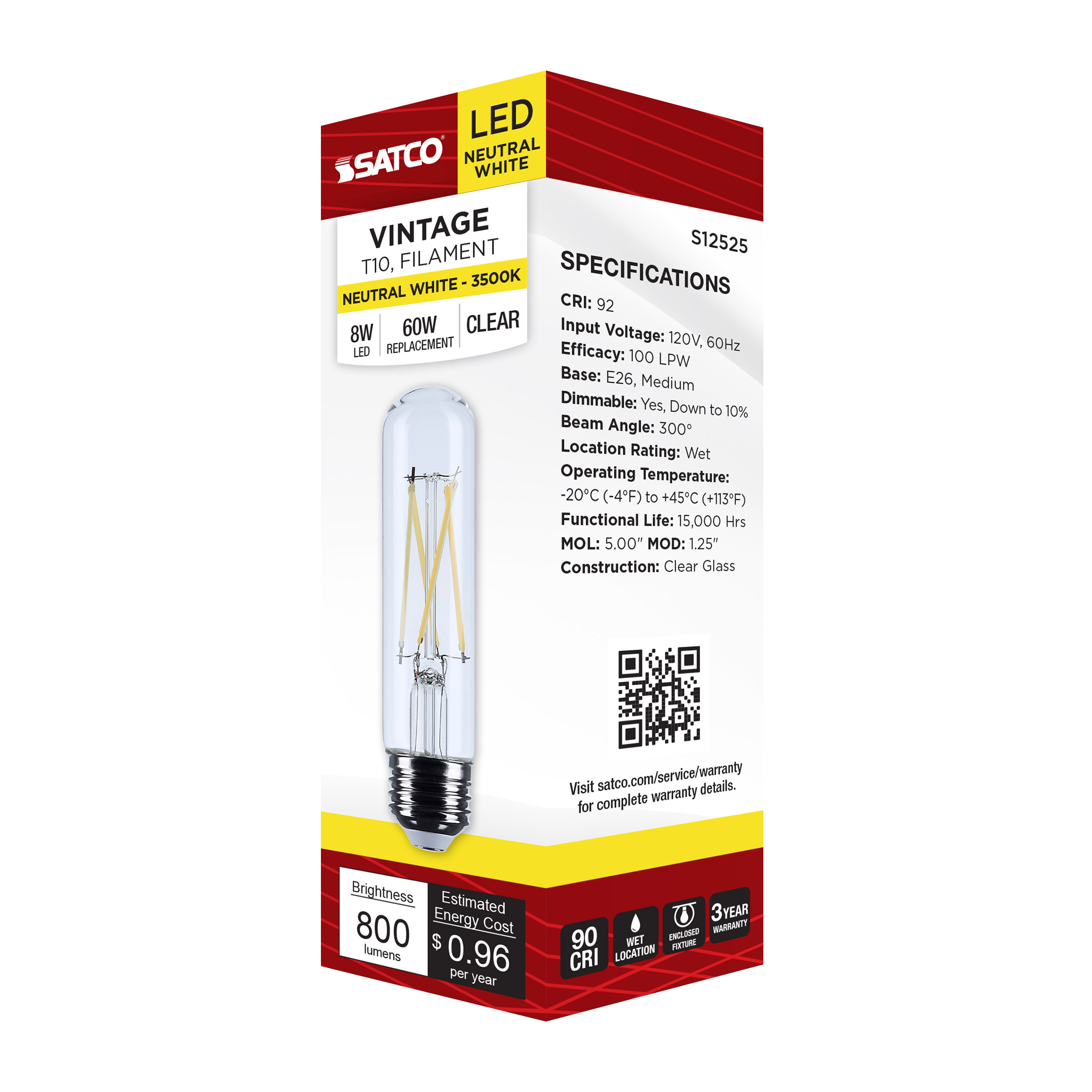 8T10/LED/CL/935/120V/E26 - S12525